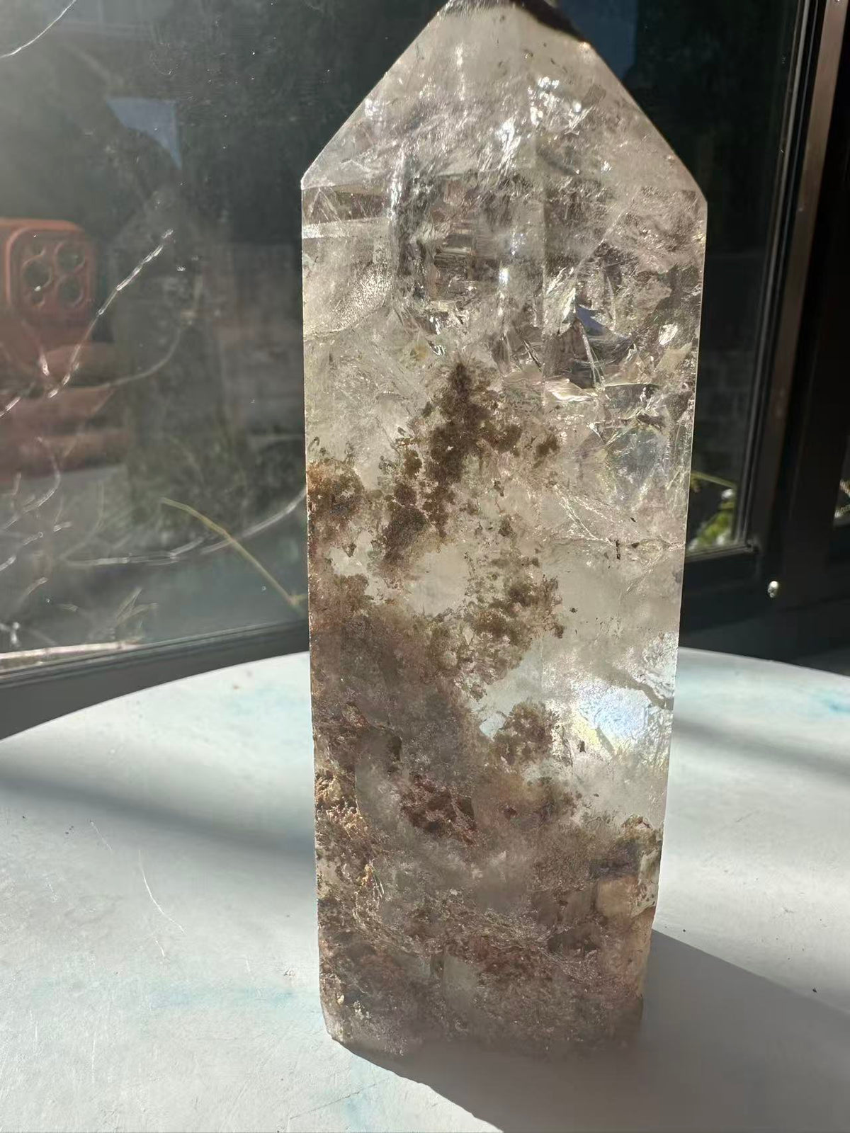 Garden Quartz (Lodolite) Tower – 735g, Rainbows #16 — exact crystal, view 7 of 9