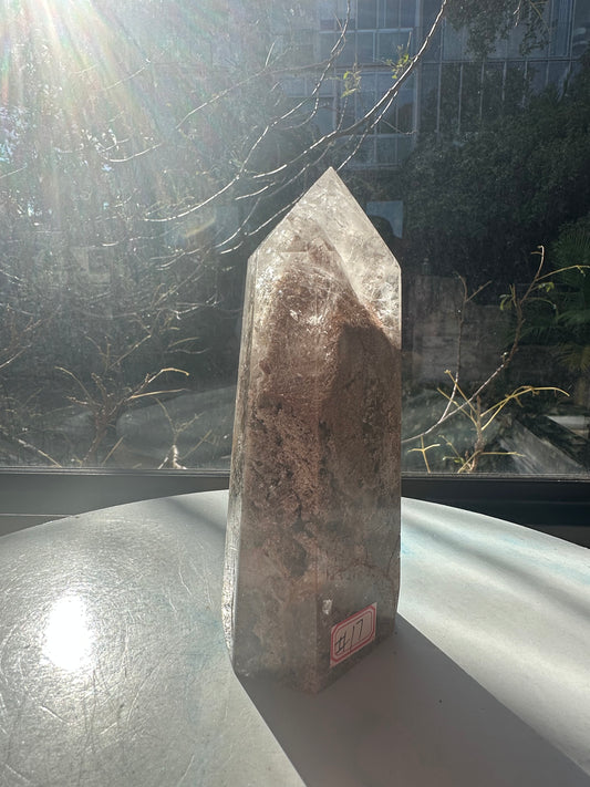 Rare Natural Large Garden Quartz Tower | Lodolite Crystal Point with Rainbows #17