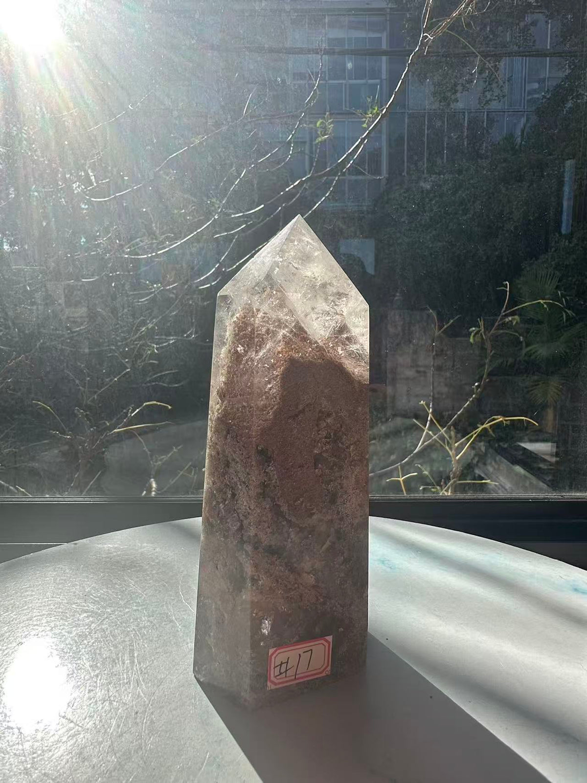 Garden Quartz (Lodolite) Tower – 861g, Rainbows #17 — exact crystal, view 9 of 12