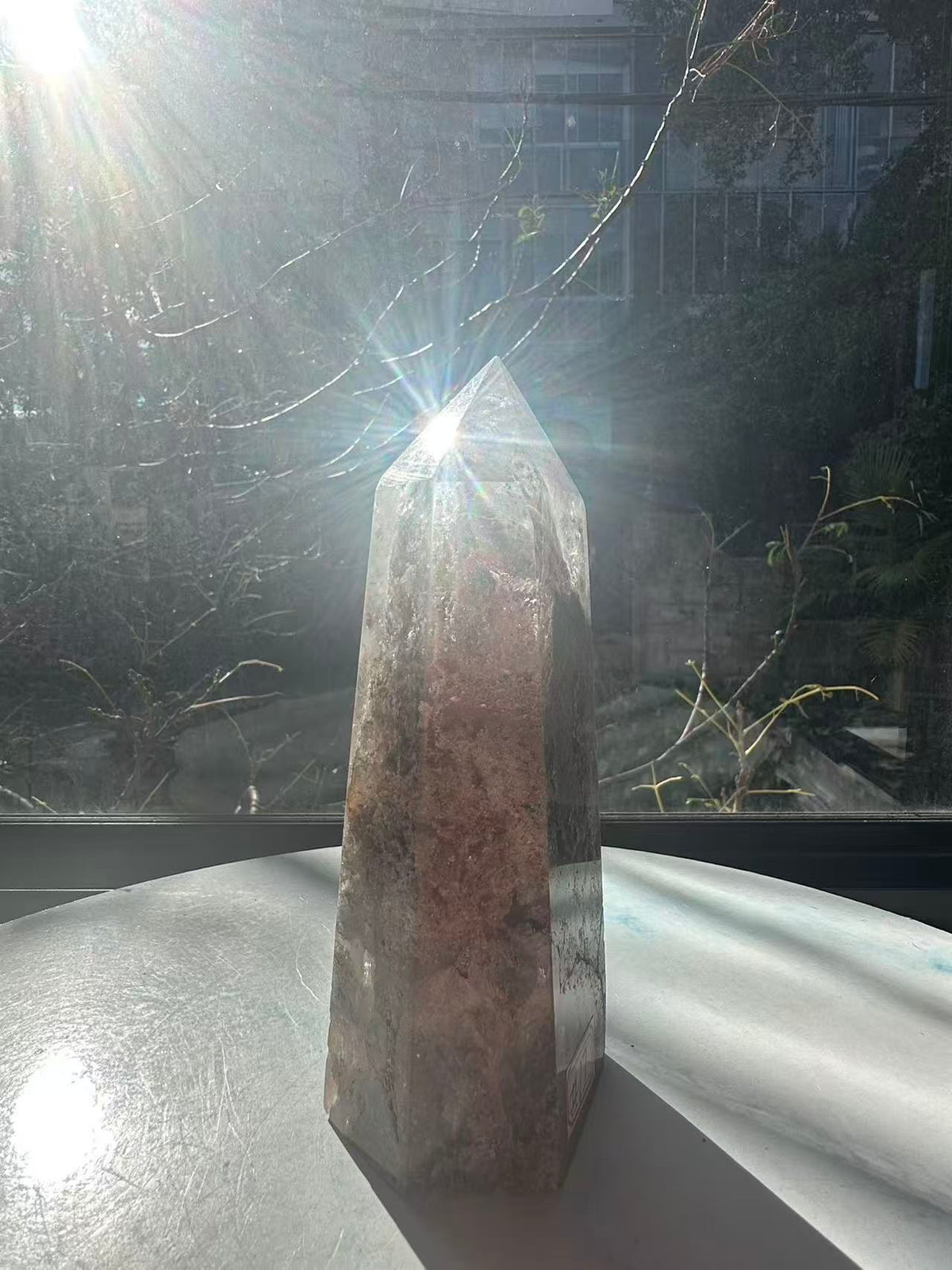 Garden Quartz (Lodolite) Tower – 861g, Rainbows #17 — exact crystal, view 10 of 12