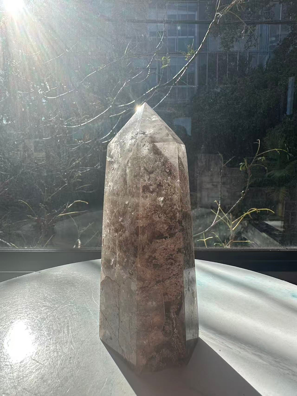 Garden Quartz (Lodolite) Tower – 861g, Rainbows #17 — exact crystal, view 11 of 12