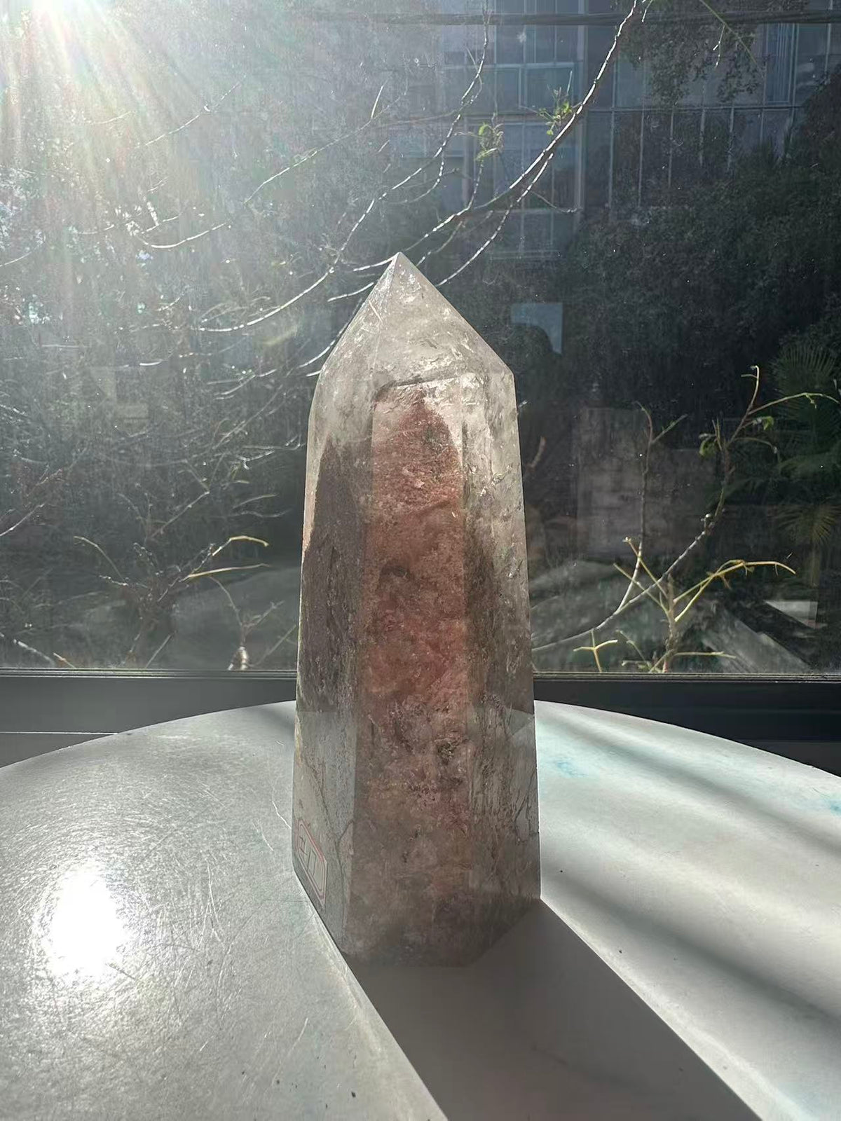 Garden Quartz (Lodolite) Tower – 861g, Rainbows #17 — exact crystal, view 7 of 12