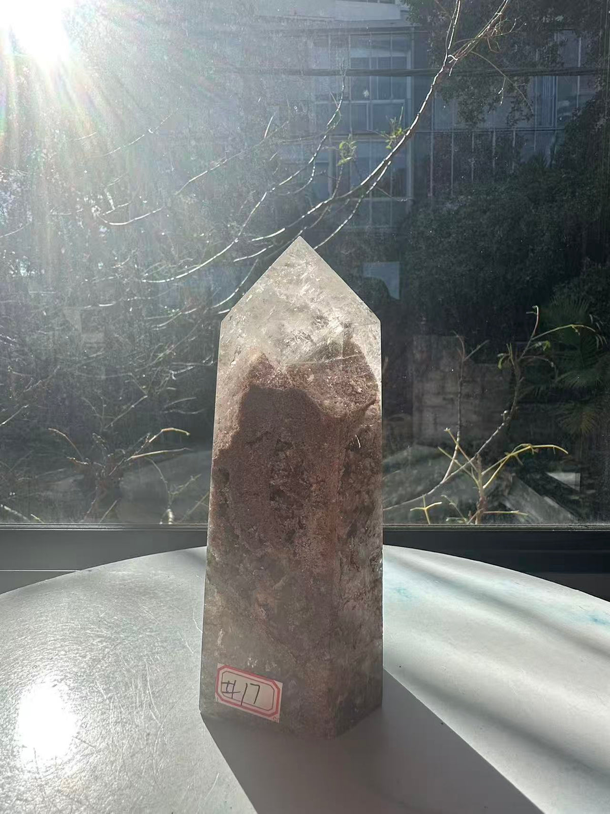 Garden Quartz (Lodolite) Tower – 861g, Rainbows #17 — exact crystal, view 8 of 12