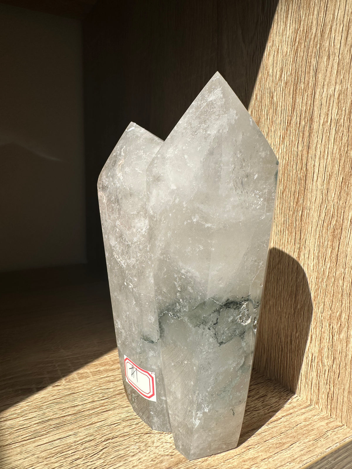 Garden Quartz (Lodolite) Twin Tower – 846g #1 — exact crystal, view 3 of 6