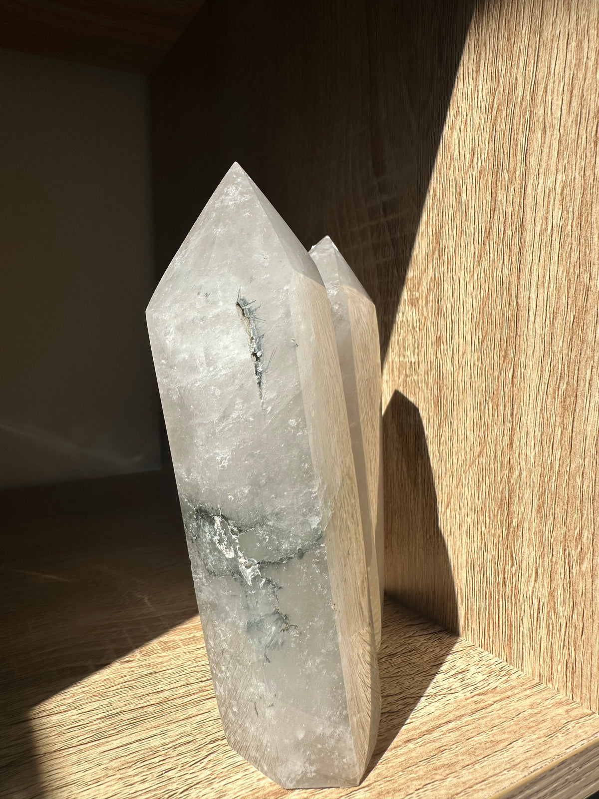 Garden Quartz (Lodolite) Twin Tower – 846g #1 — exact crystal, view 4 of 6