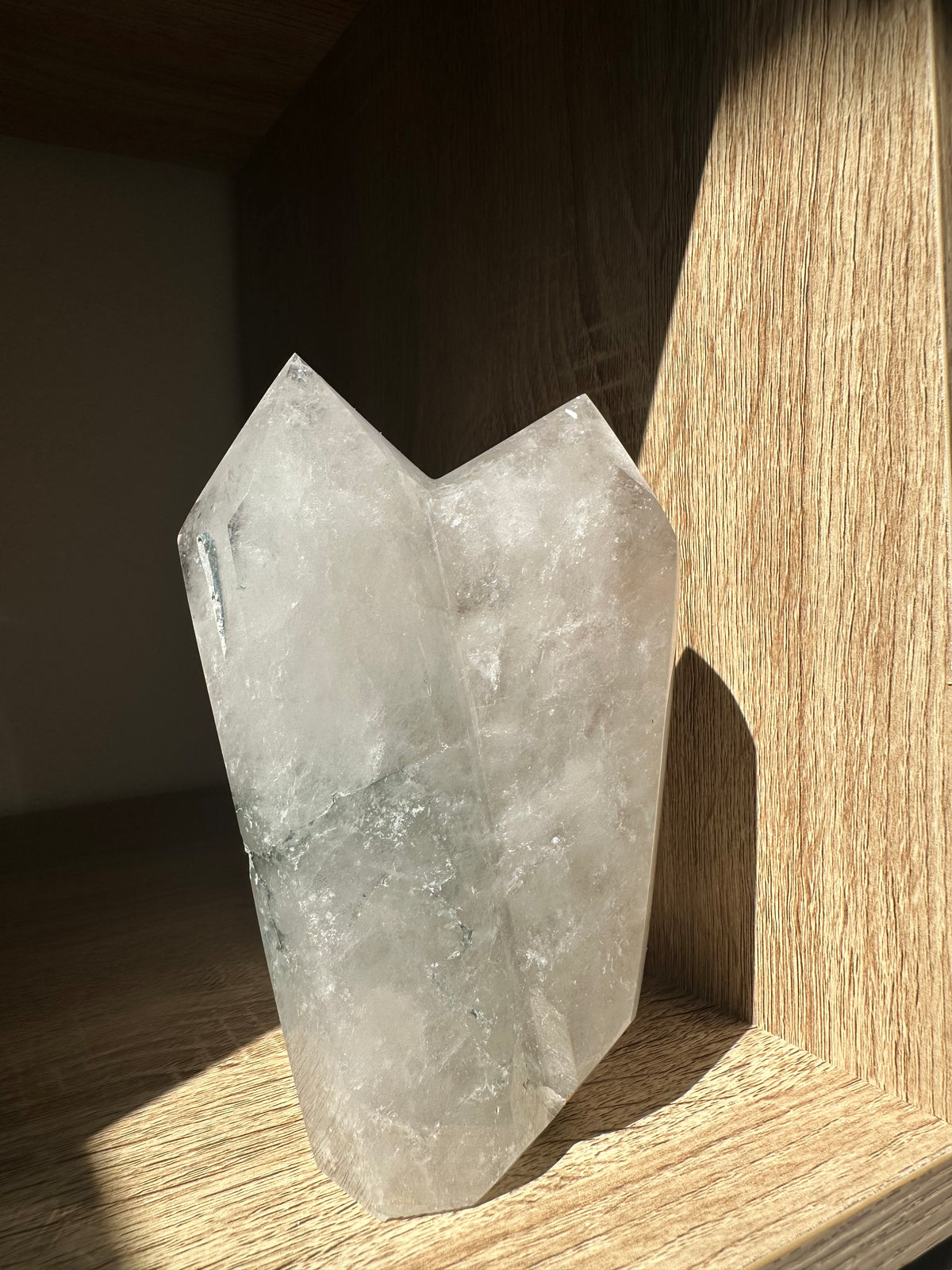 Garden Quartz (Lodolite) Twin Tower – 846g #1 — exact crystal, view 5 of 6