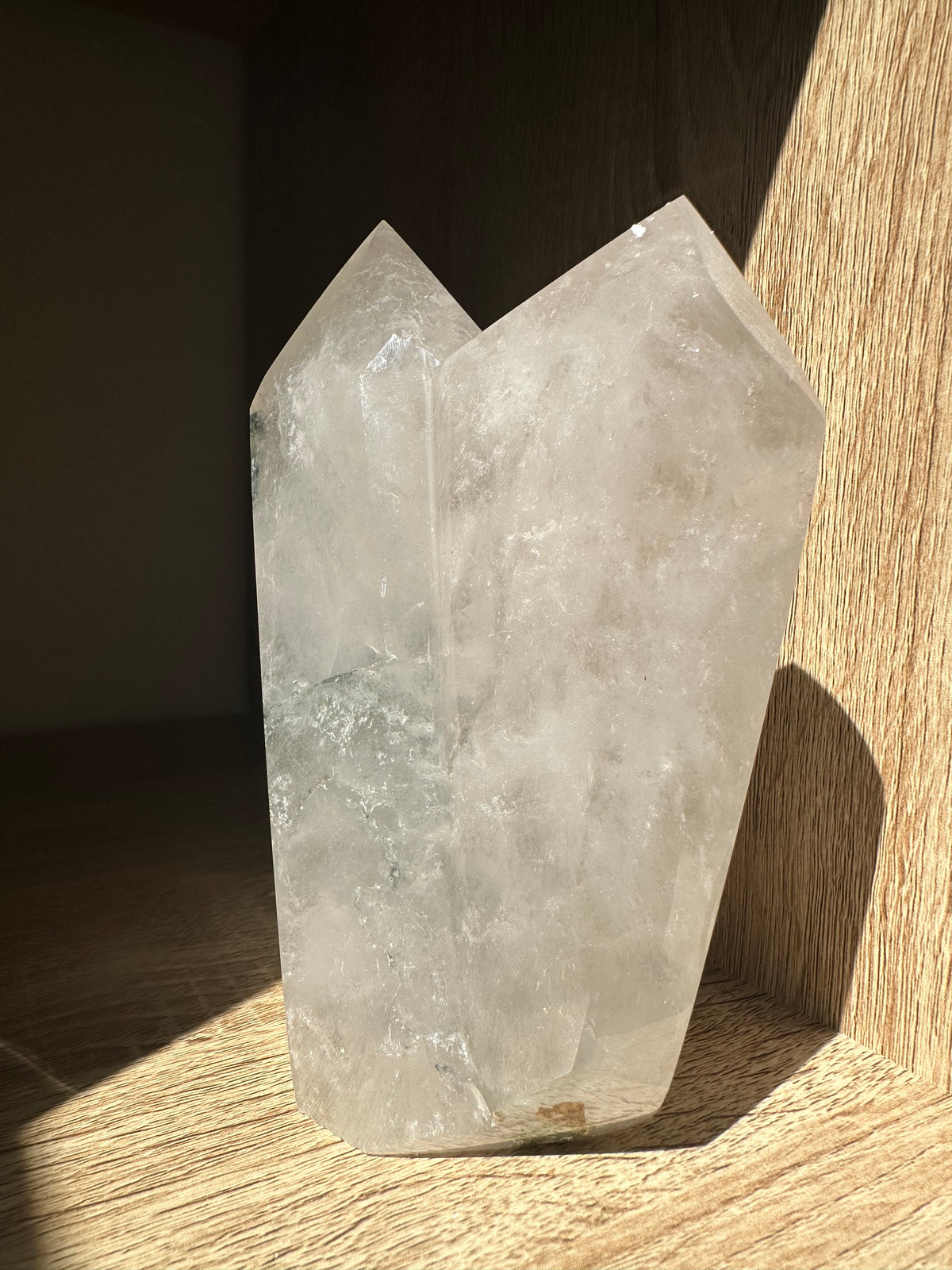 Garden Quartz (Lodolite) Twin Tower – 846g #1 — exact crystal, view 2 of 6