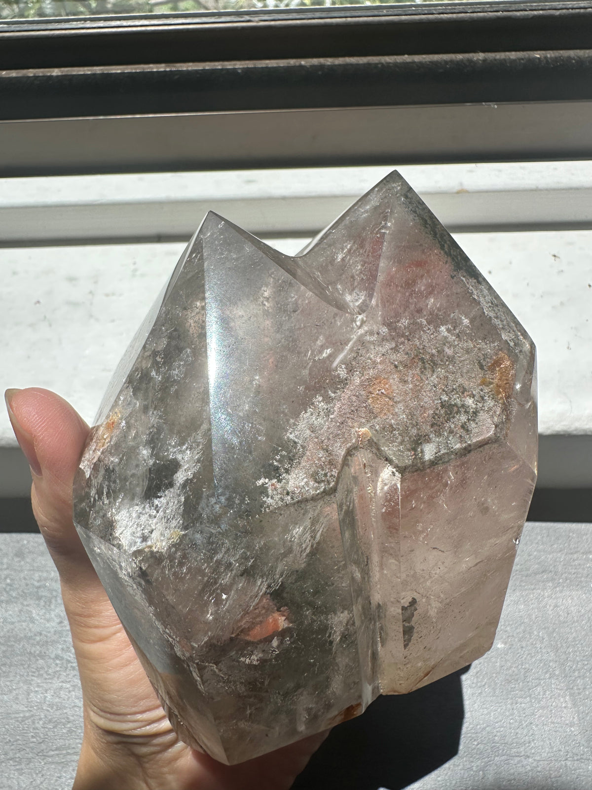 Garden Quartz (Lodolite) Twin Tower – 922g #5 — exact crystal, view 5 of 9