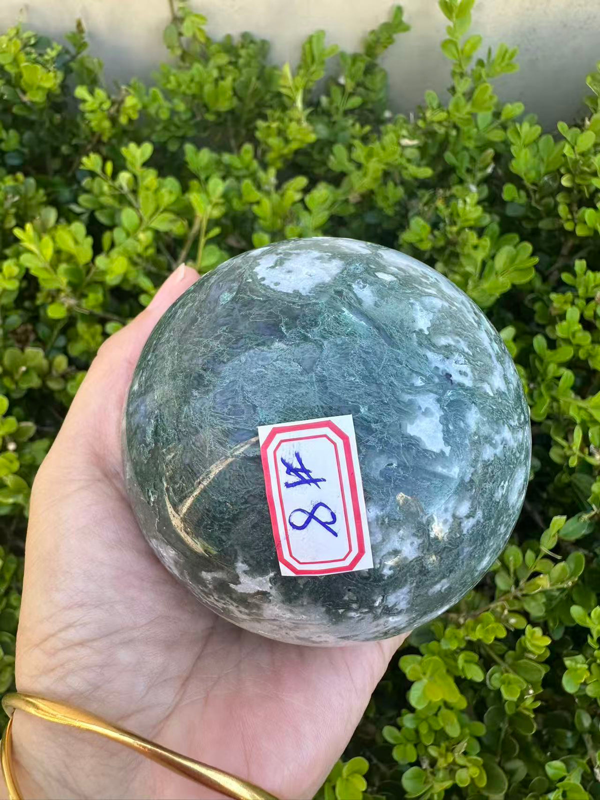 Moss Agate Druzy Sphere with Sparkling Cavity | 712g 8.1cm Exact Piece #8