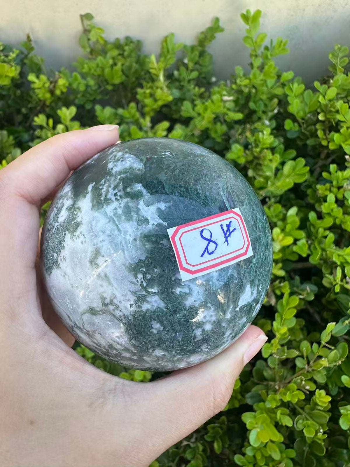 Moss Agate Druzy Sphere with Sparkling Cavity | 712g 8.1cm Exact Piece #8