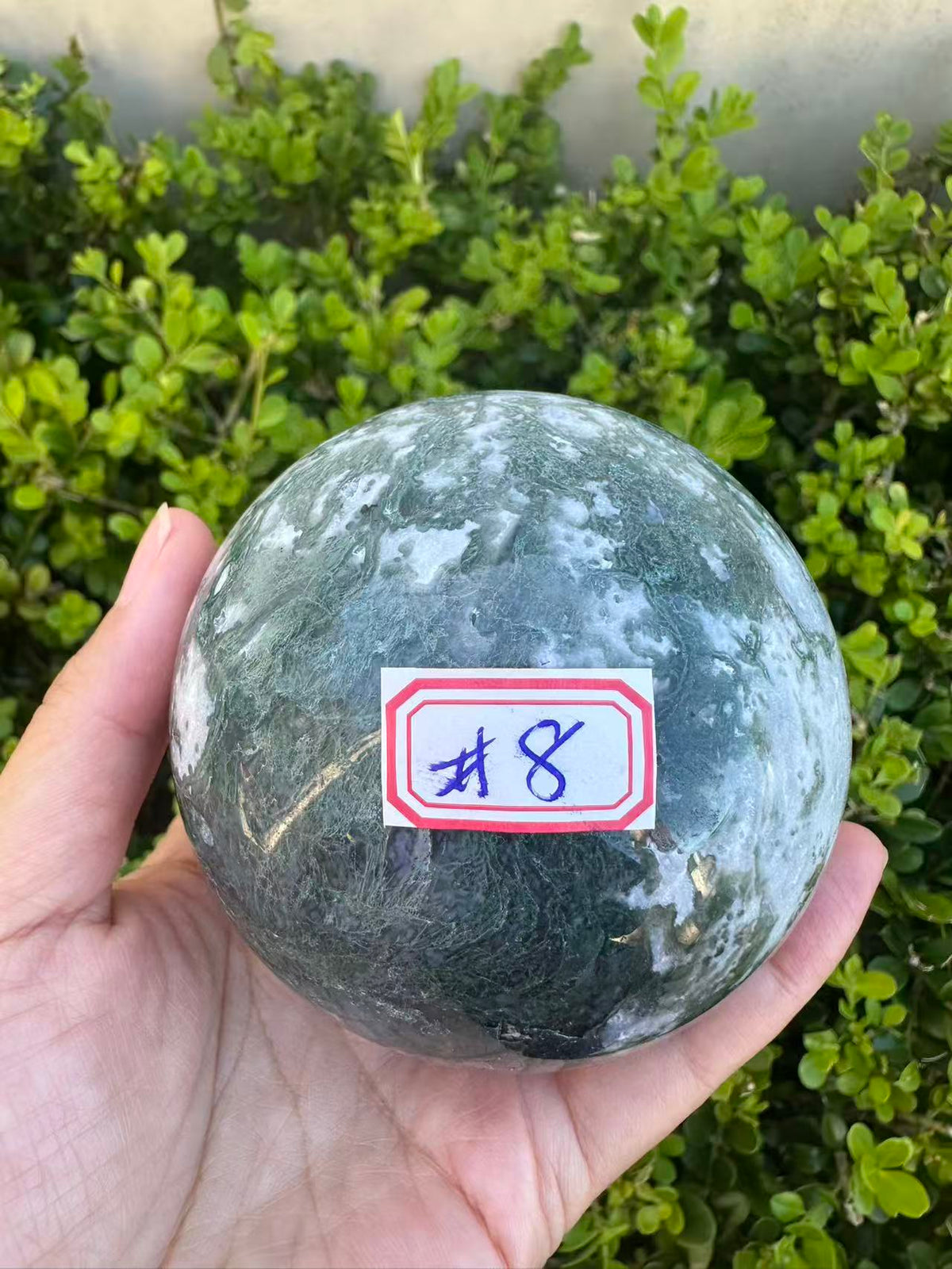 Moss Agate Druzy Sphere with Sparkling Cavity | 712g 8.1cm Exact Piece #8
