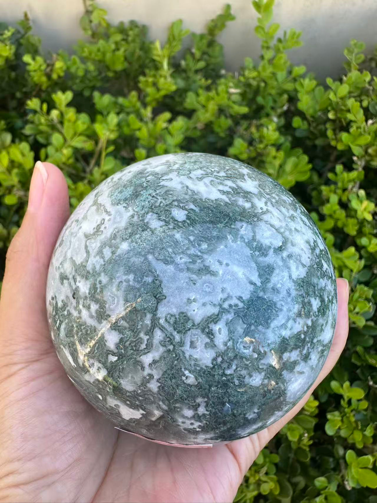 Moss Agate Druzy Sphere with Sparkling Cavity | 712g 8.1cm Exact Piece #8