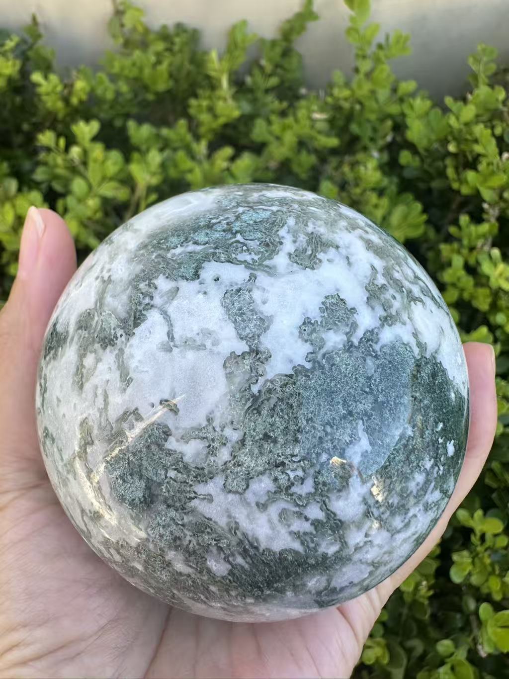 Moss Agate Druzy Sphere with Sparkling Cavity | 712g 8.1cm Exact Piece #8