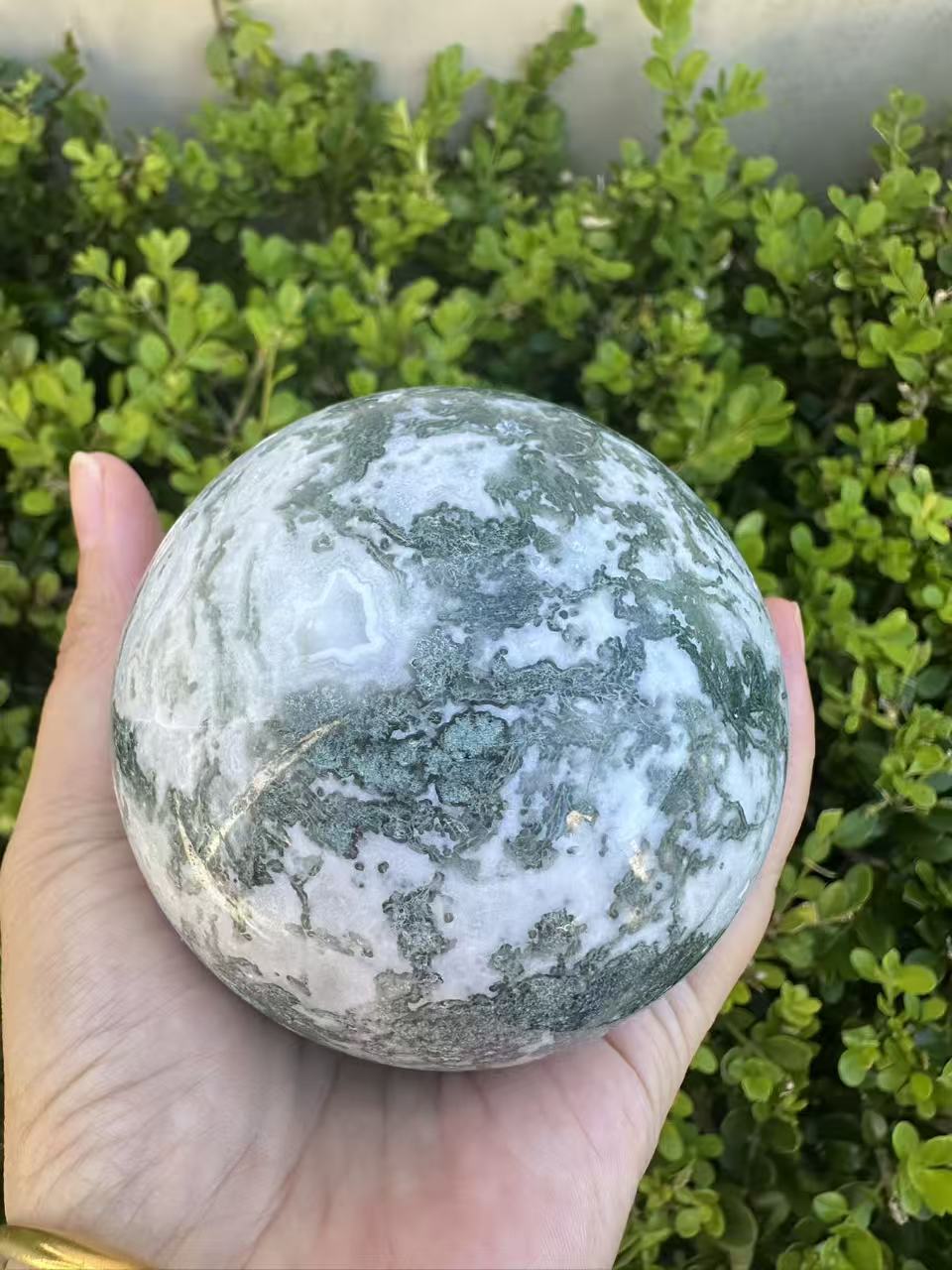 Moss Agate Druzy Sphere with Sparkling Cavity | 712g 8.1cm Exact Piece #8