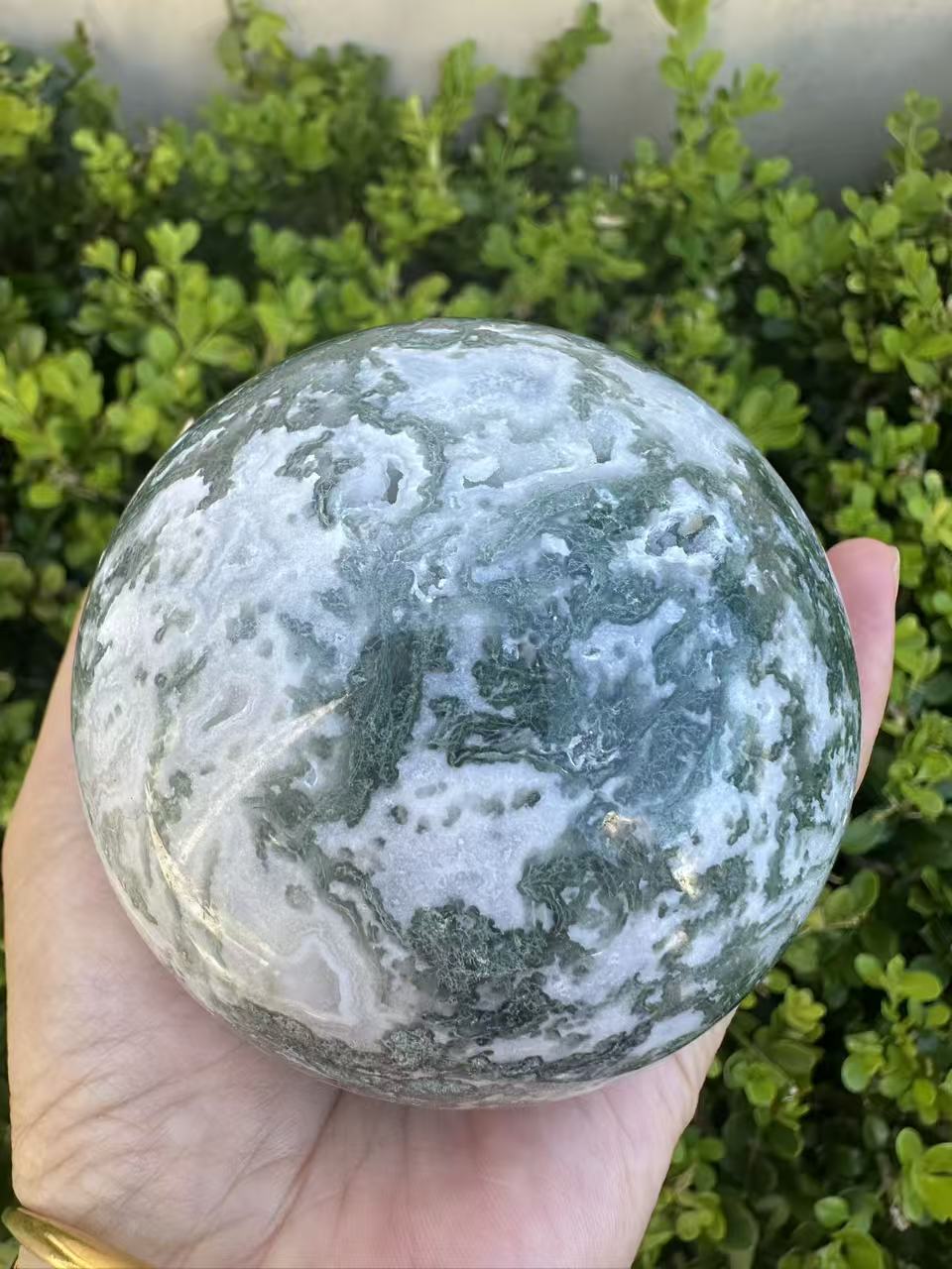 Moss Agate Druzy Sphere with Sparkling Cavity | 712g 8.1cm Exact Piece #8