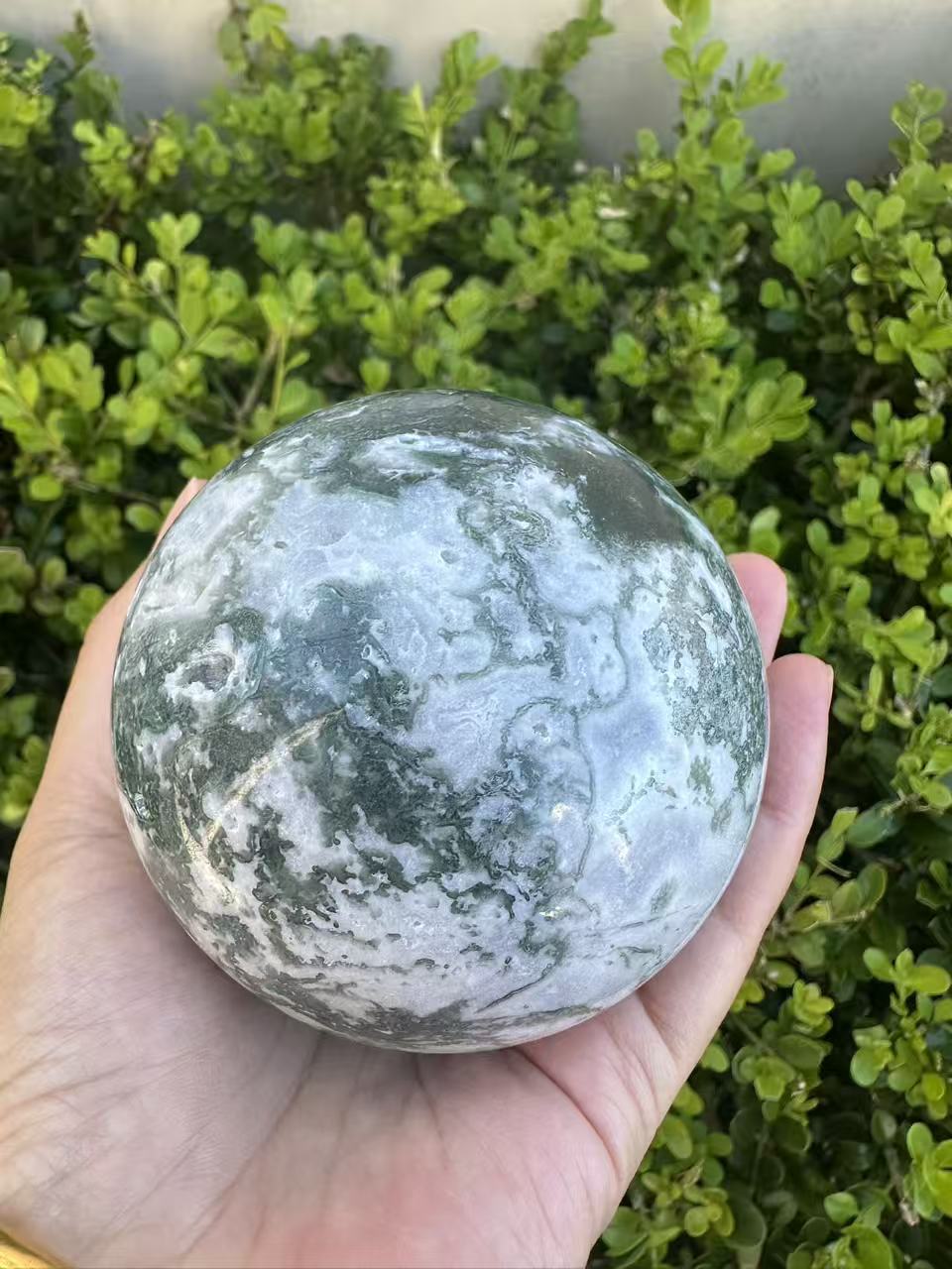 Moss Agate Druzy Sphere with Sparkling Cavity | 712g 8.1cm Exact Piece #8