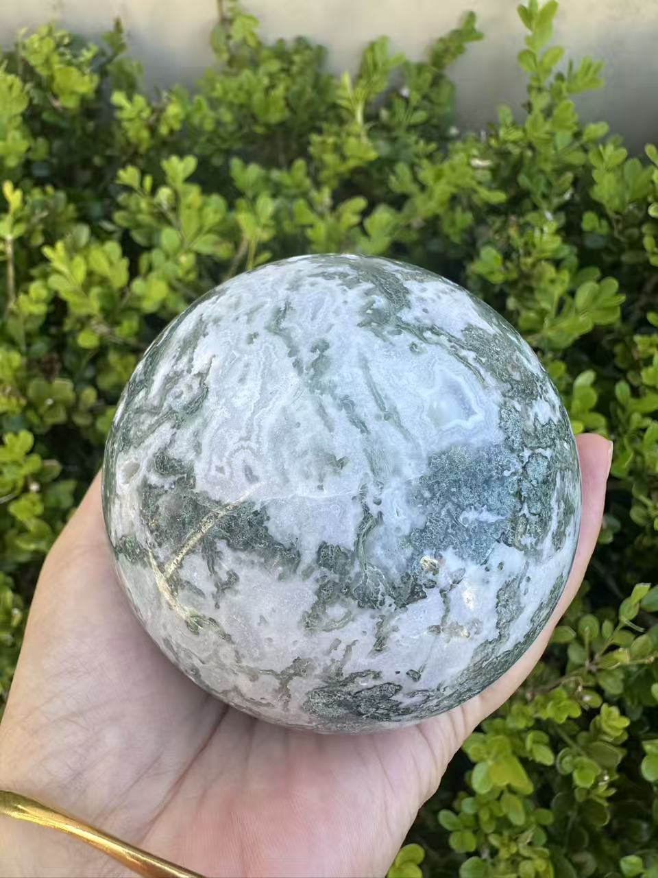 Moss Agate Druzy Sphere with Sparkling Cavity | 712g 8.1cm Exact Piece #8