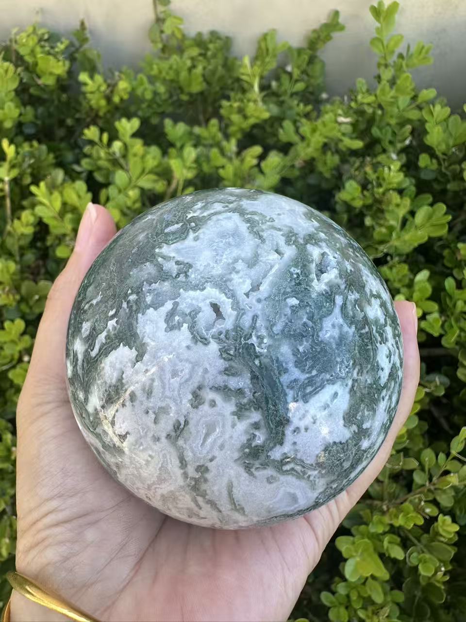Moss Agate Druzy Sphere with Sparkling Cavity | 712g 8.1cm Exact Piece #8