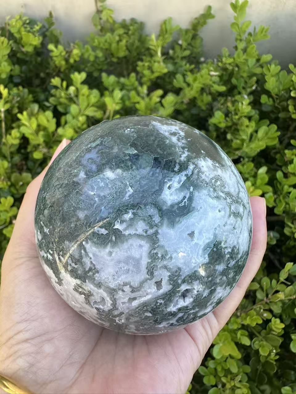 Moss Agate Druzy Sphere with Sparkling Cavity | 712g 8.1cm Exact Piece #8