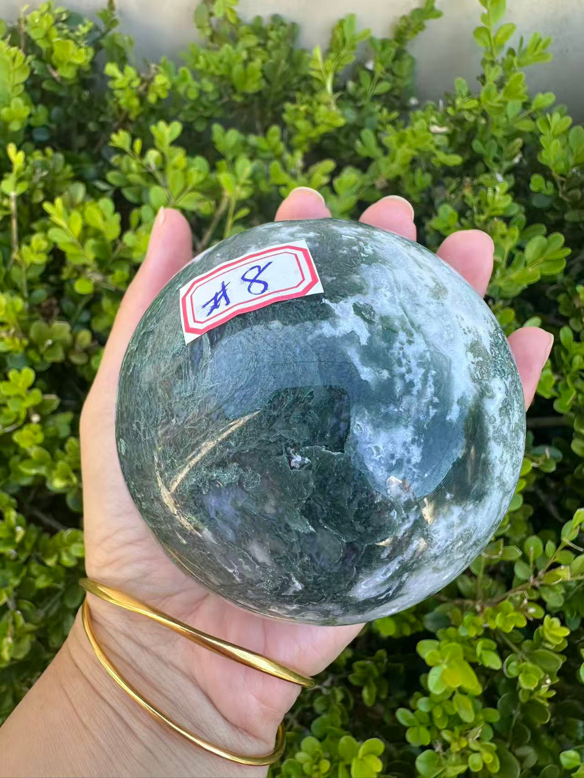 Moss Agate Druzy Sphere with Sparkling Cavity | 712g 8.1cm Exact Piece #8