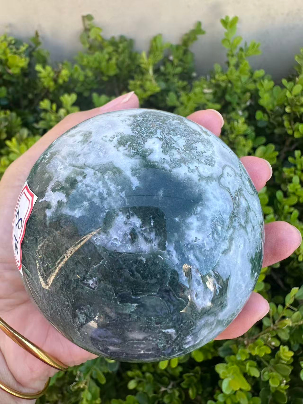 Moss Agate Druzy Sphere with Sparkling Cavity | 712g 8.1cm Exact Piece #8