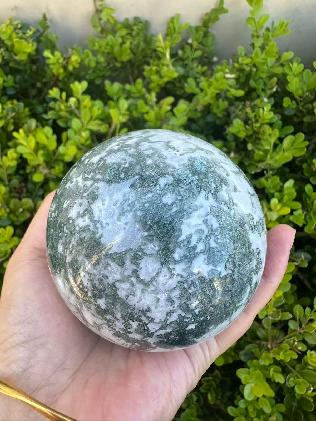 Moss Agate Druzy Sphere with Sparkling Cavity | 712g 8.1cm Exact Piece #8