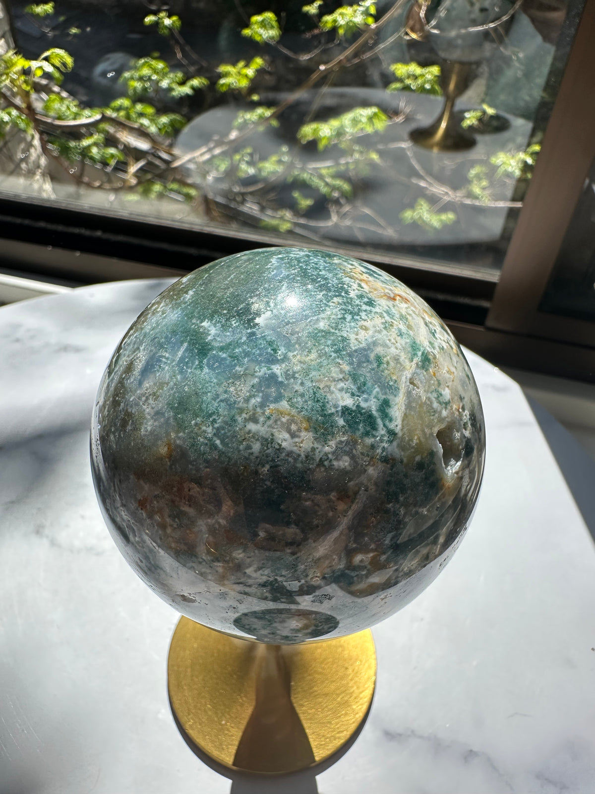 Moss Agate Sphere – Natural Crystal Ball 7–8cm product photo 4
