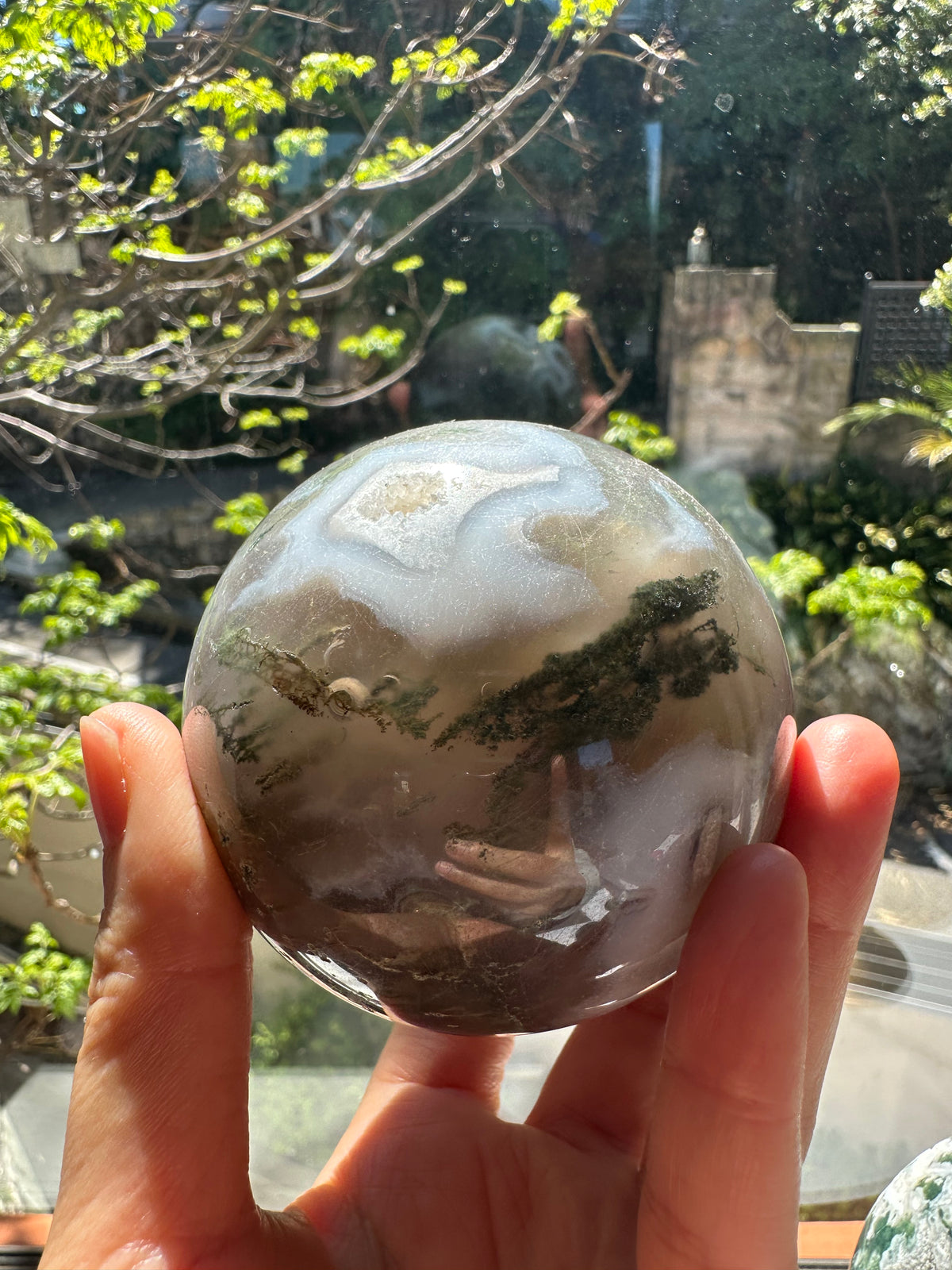 Moss Agate Sphere – Natural Crystal Ball 7–8cm product photo 7