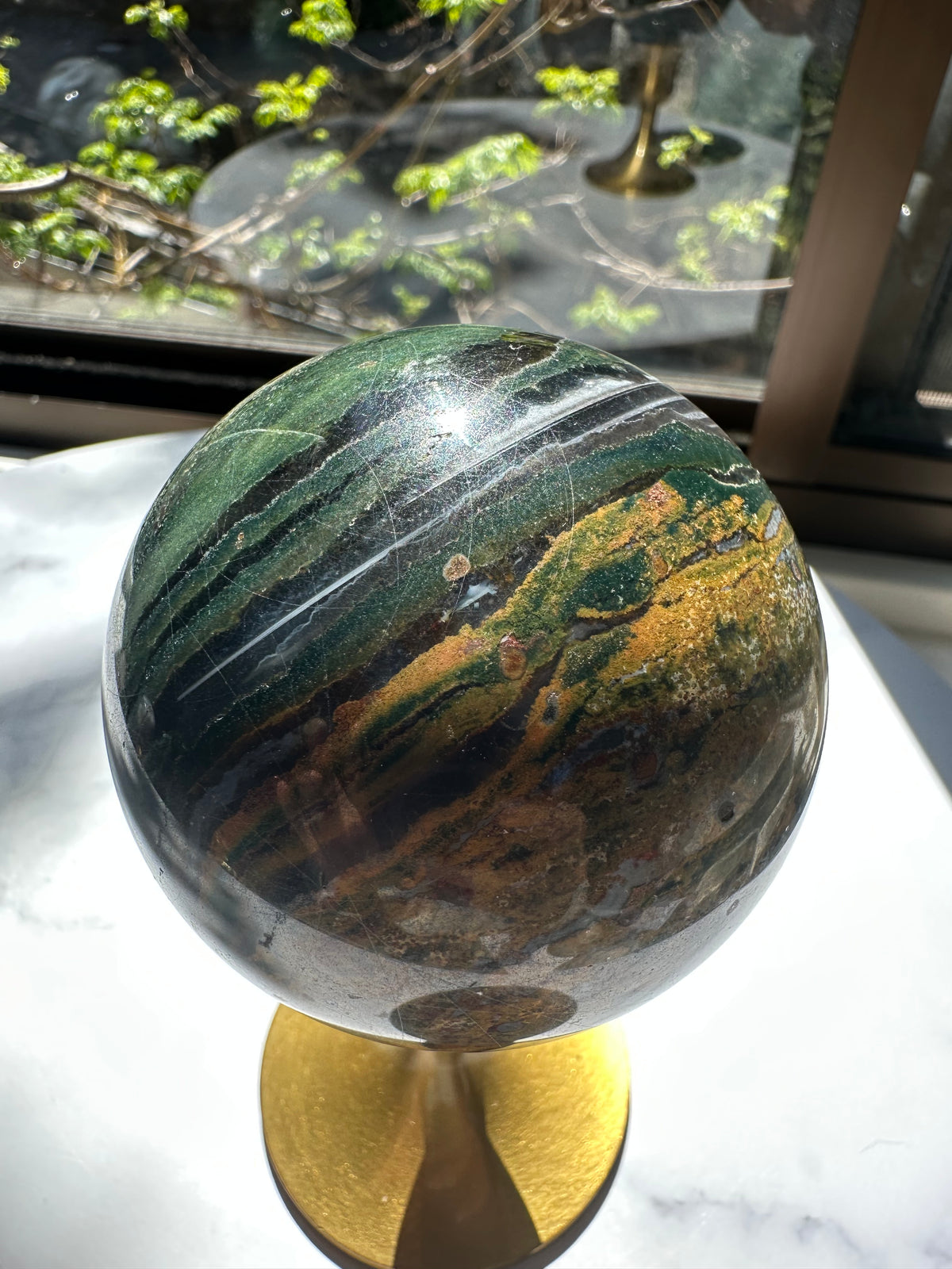 Moss Agate Sphere – Natural Crystal Ball 7–8cm product photo 8
