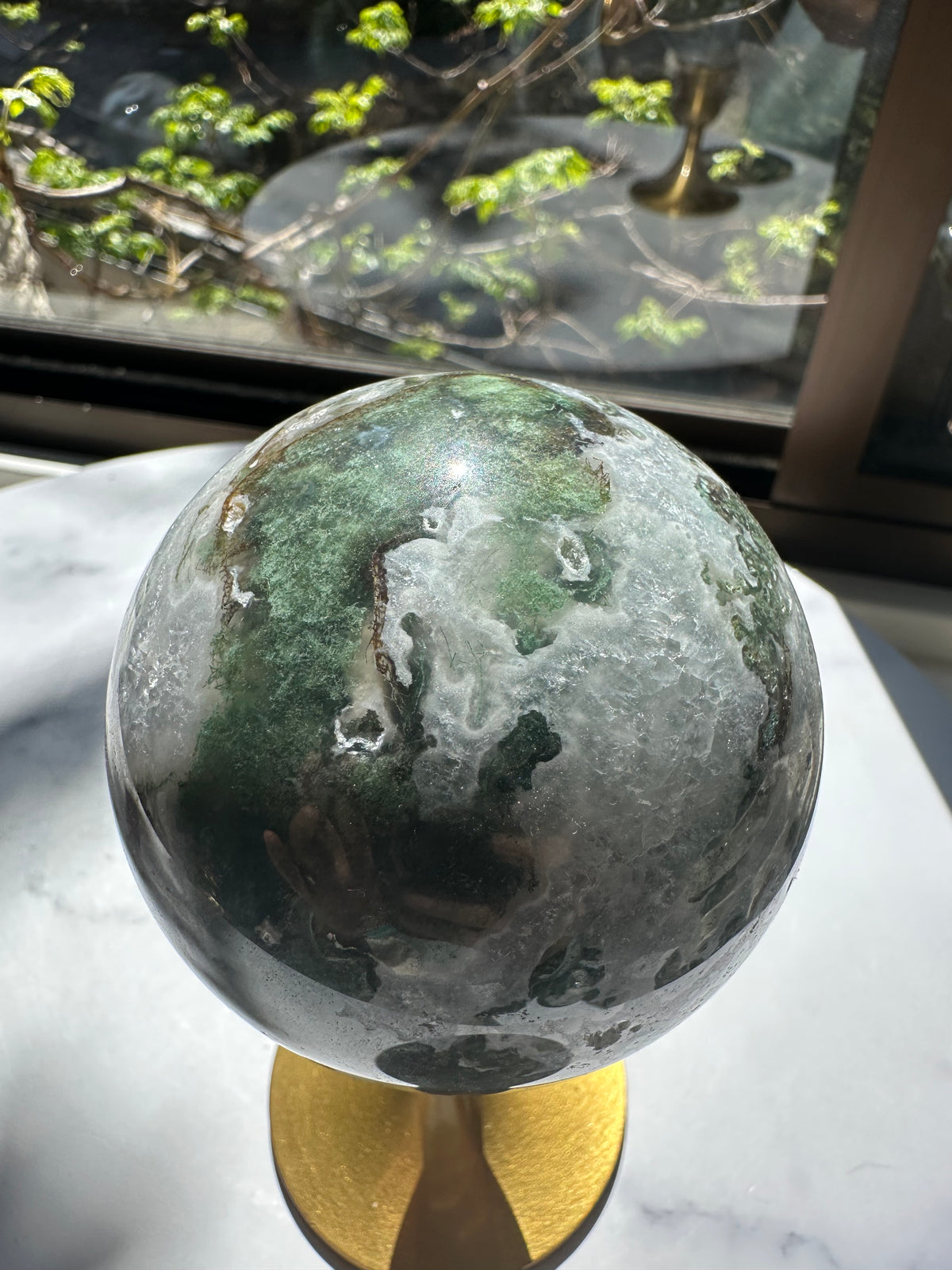 Moss Agate Sphere – Natural Crystal Ball 7–8cm product photo 5
