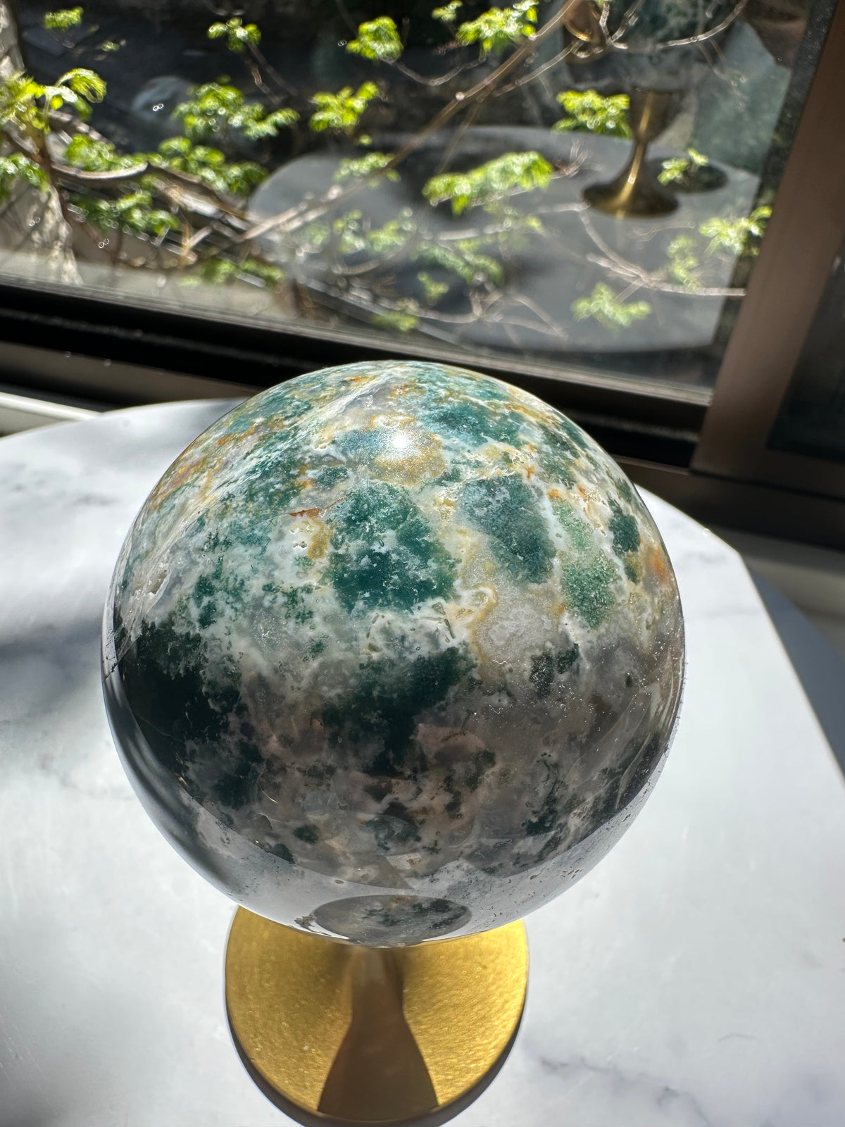 Moss Agate Sphere – Natural Crystal Ball 7–8cm product photo 3