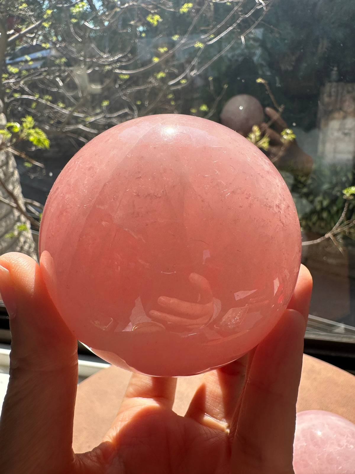 Rose Quartz Sphere – Natural Crystal Ball 7–9cm product photo 8