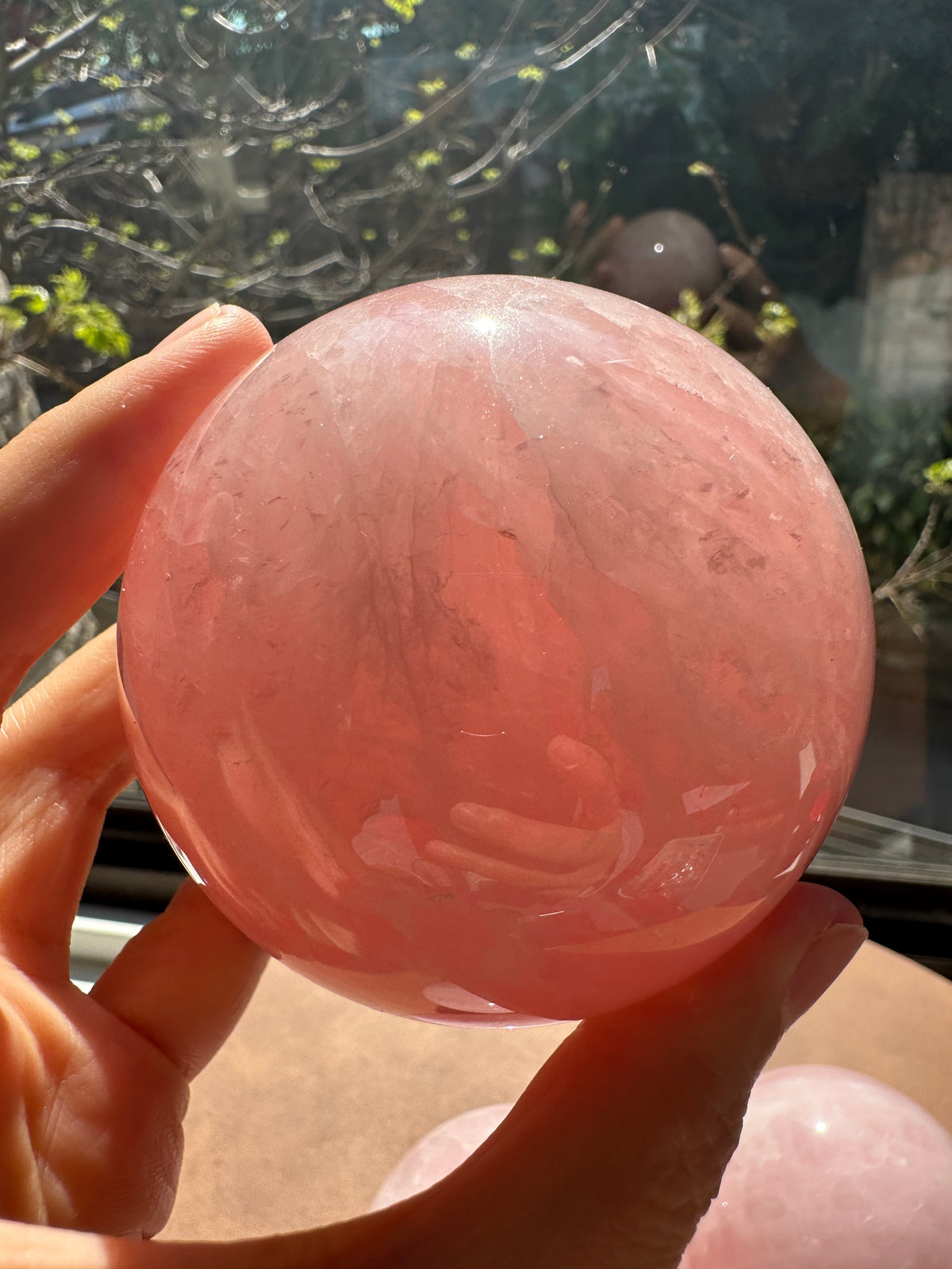 Rose Quartz Sphere – Natural Crystal Ball 7–9cm product photo 9