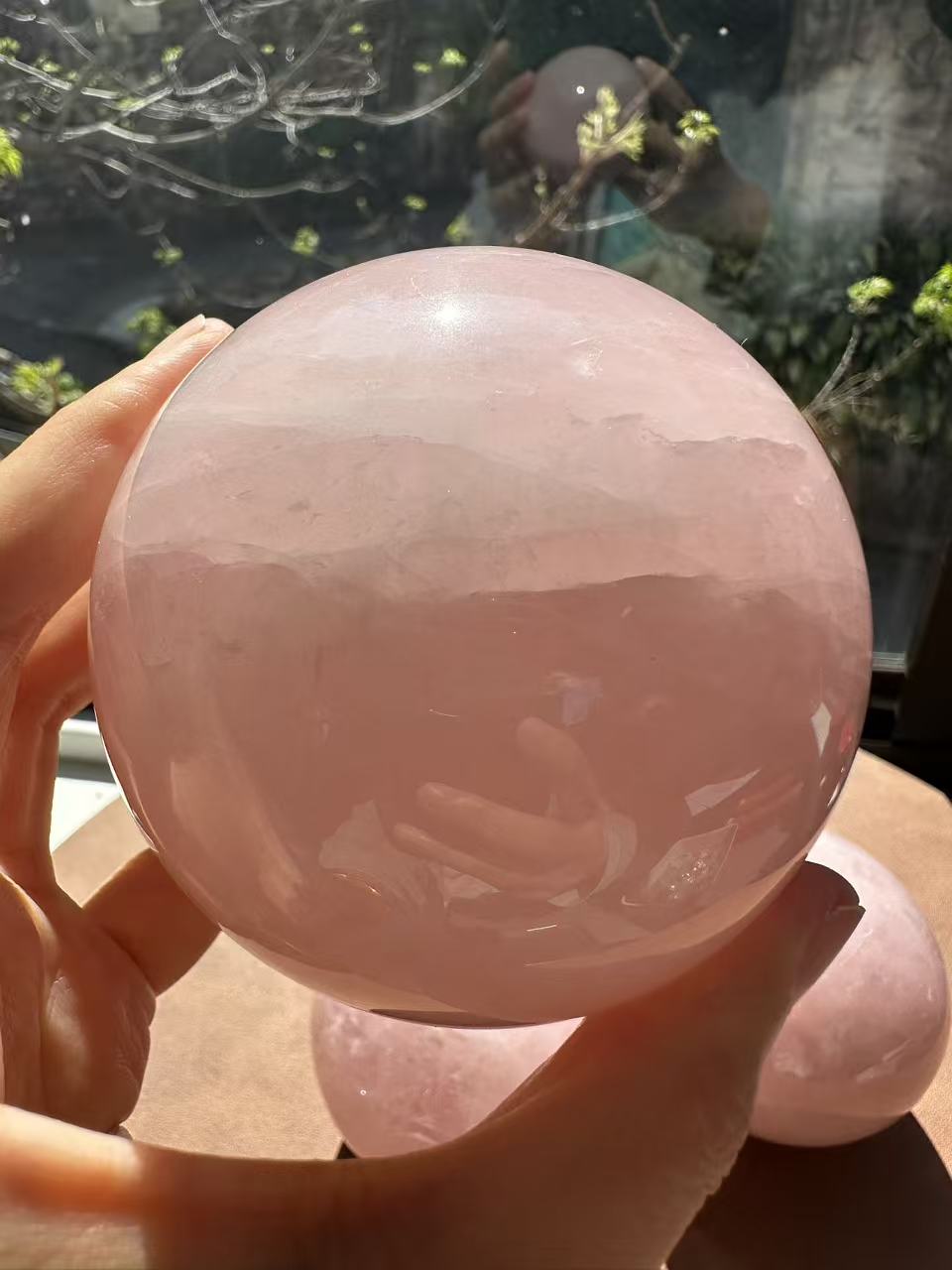 Rose Quartz Sphere – Natural Crystal Ball 7–9cm product photo 6