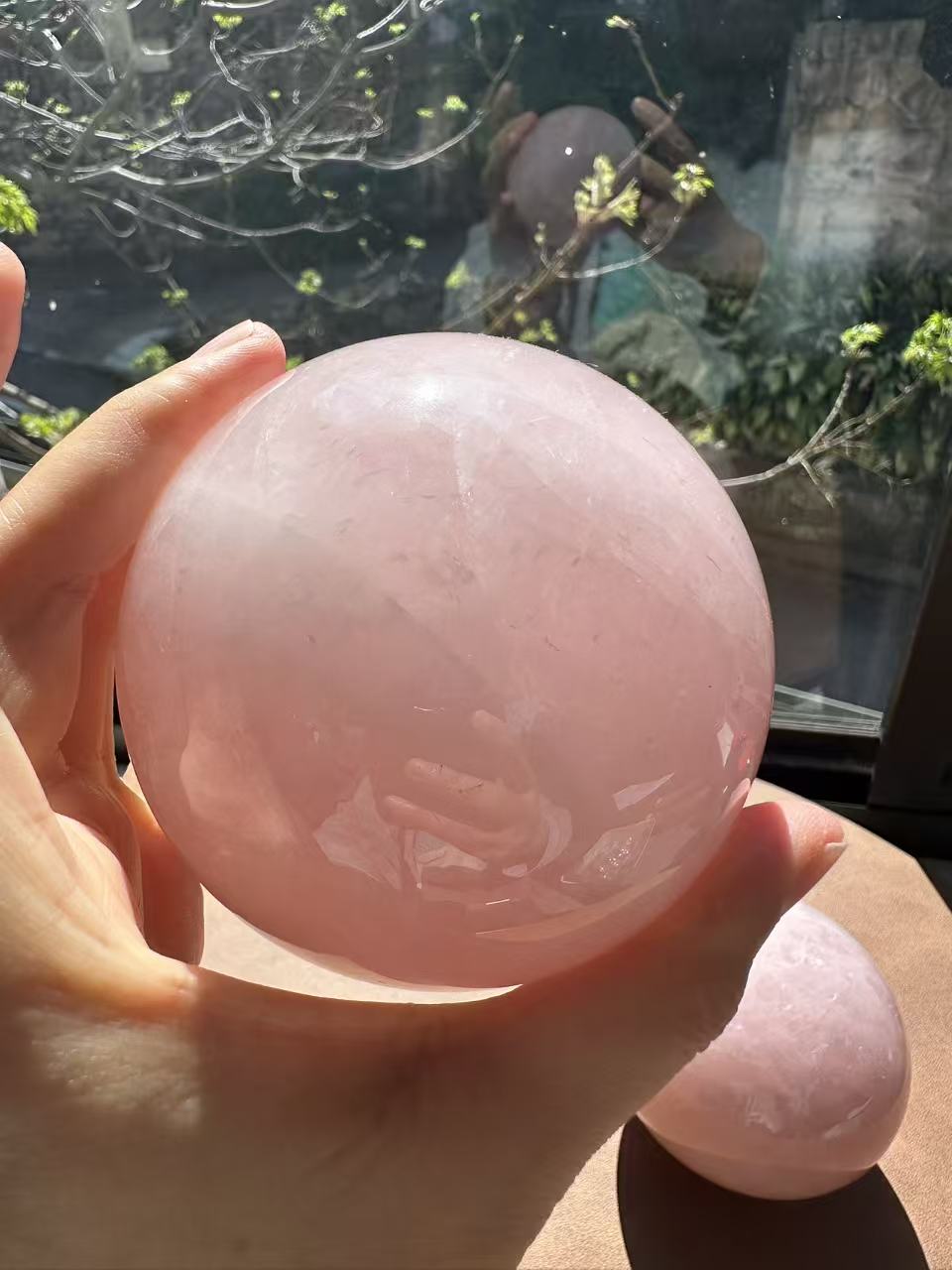 Rose Quartz Sphere – Natural Crystal Ball 7–9cm product photo 4