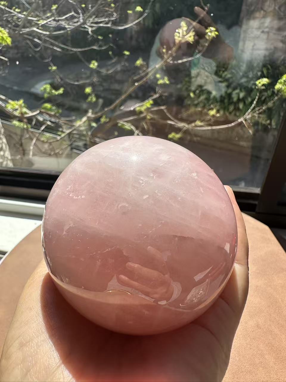 Rose Quartz Sphere – Natural Crystal Ball 7–9cm product photo 5