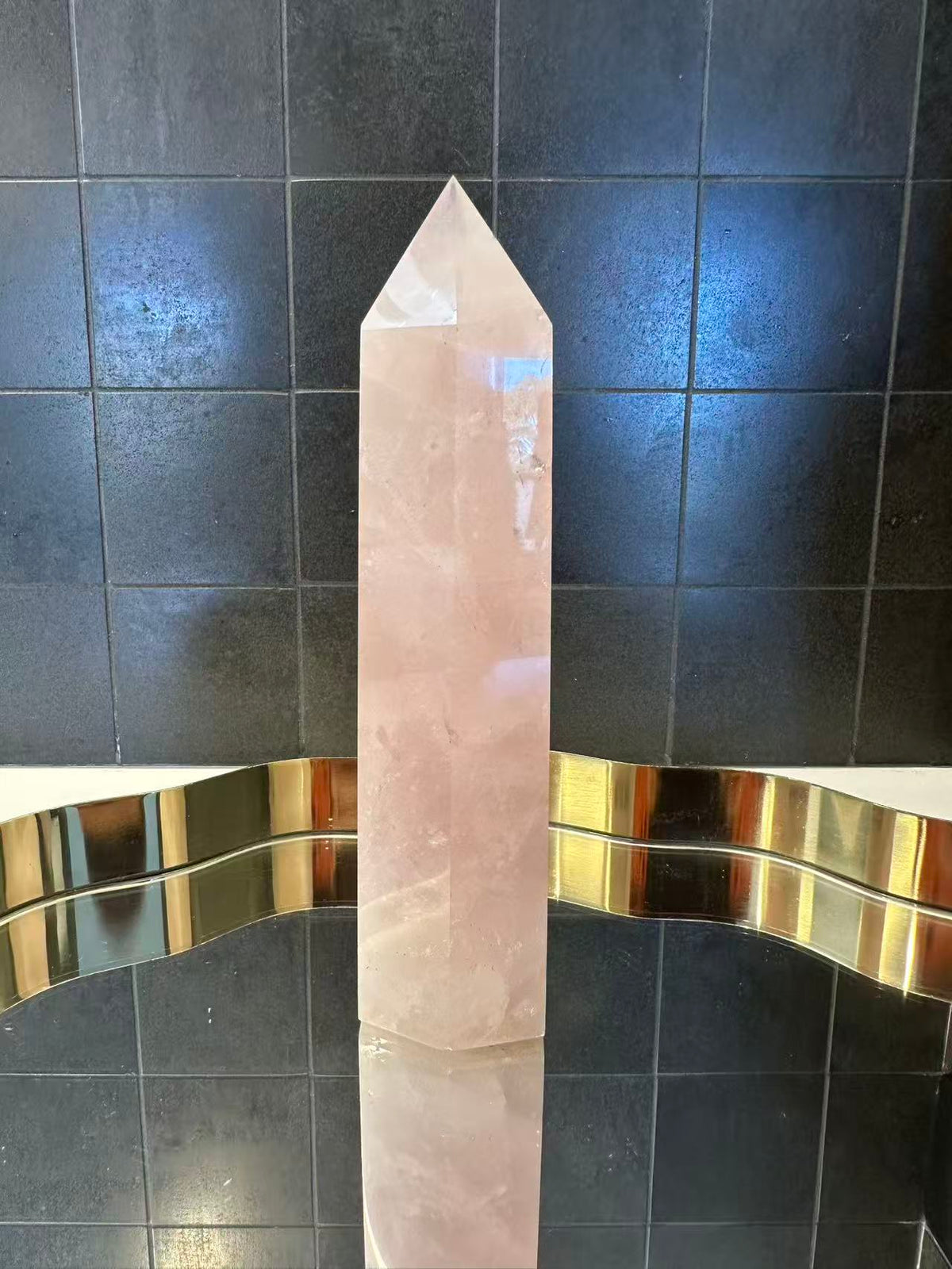 Madagascar Rose Quartz Tower with Soft Pink Colour | 866g 21.5cm Exact Piece #12