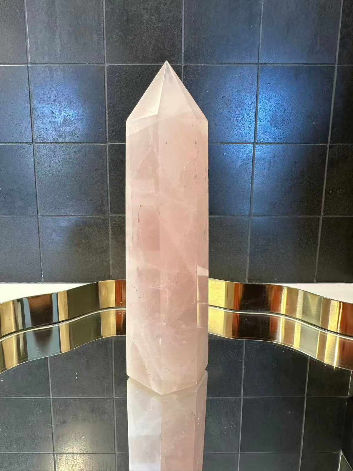 Madagascar Rose Quartz Tower with Soft Pink Colour | 866g 21.5cm Exact Piece #12