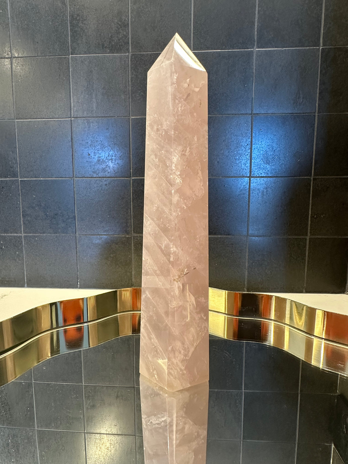 Madagascar Rose Quartz Tower with Soft Pink Colour | 941g 23.5cm Exact Piece #6