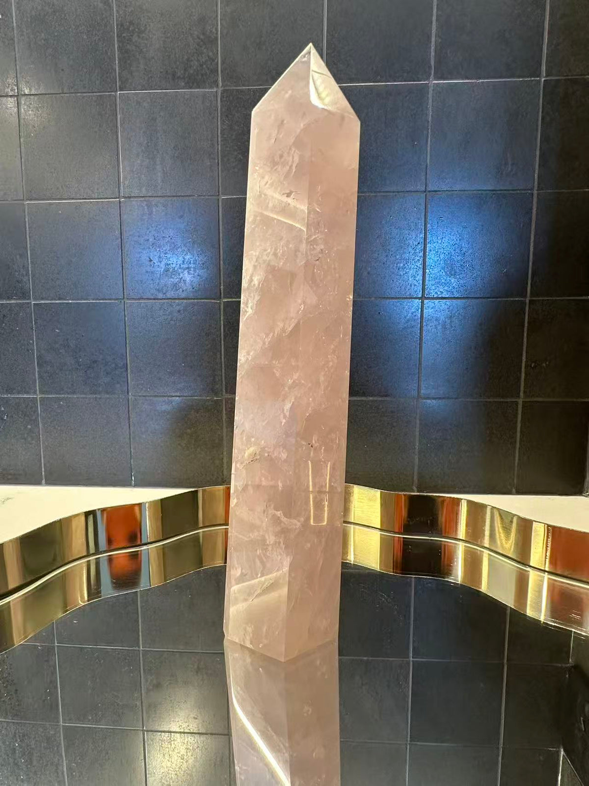 Madagascar Rose Quartz Tower with Soft Pink Colour | 941g 23.5cm Exact Piece #6