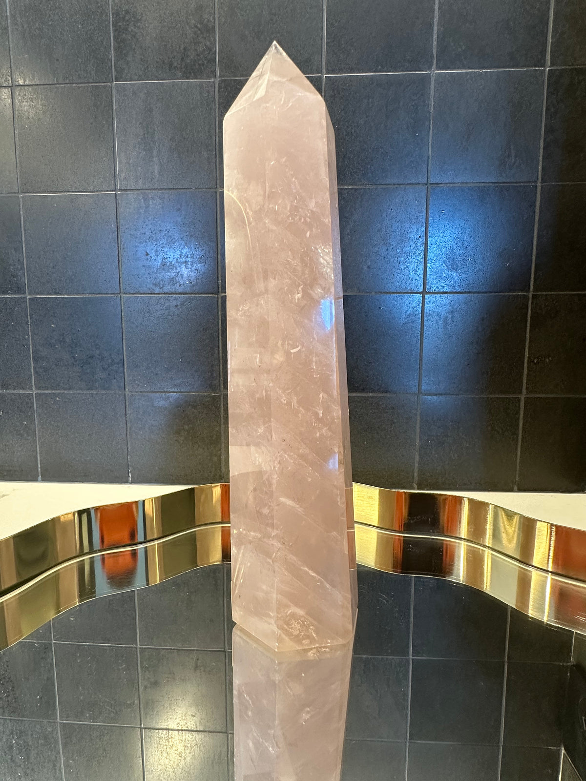 Madagascar Rose Quartz Tower with Soft Pink Colour | 941g 23.5cm Exact Piece #6