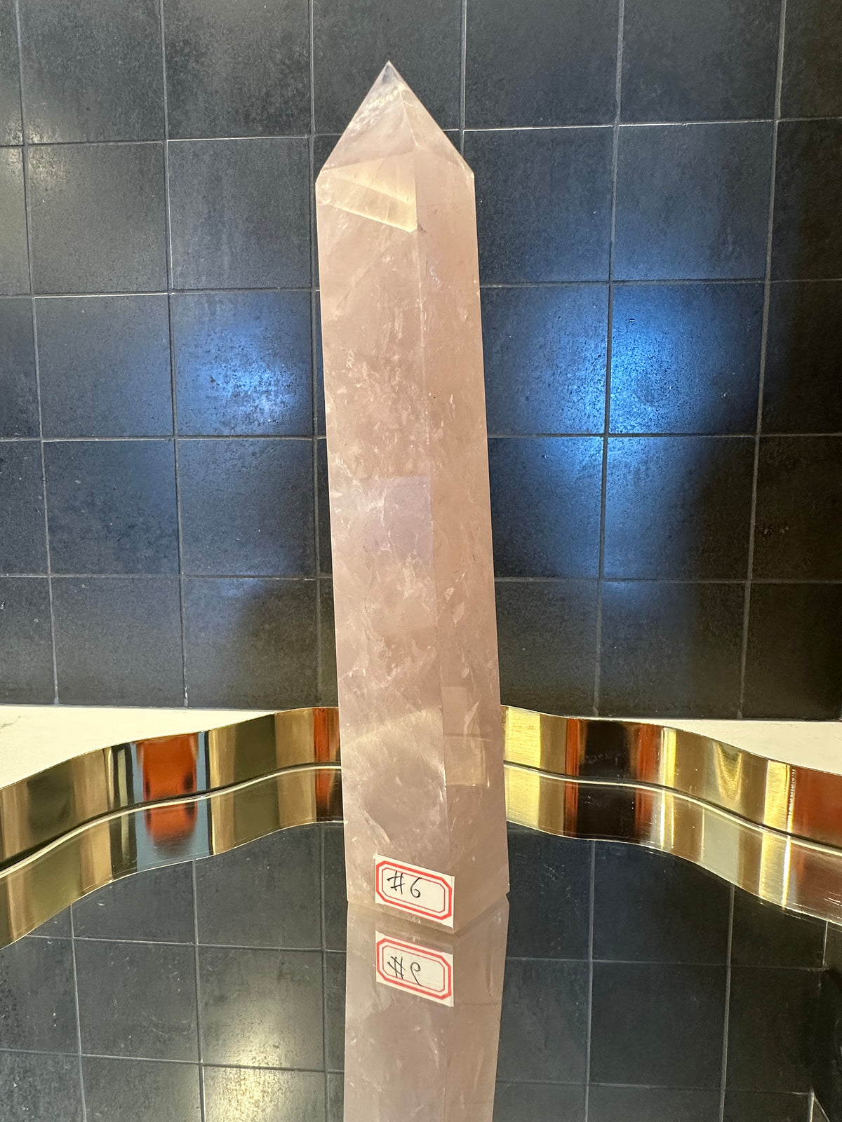 Madagascar Rose Quartz Tower with Soft Pink Colour | 941g 23.5cm Exact Piece #6
