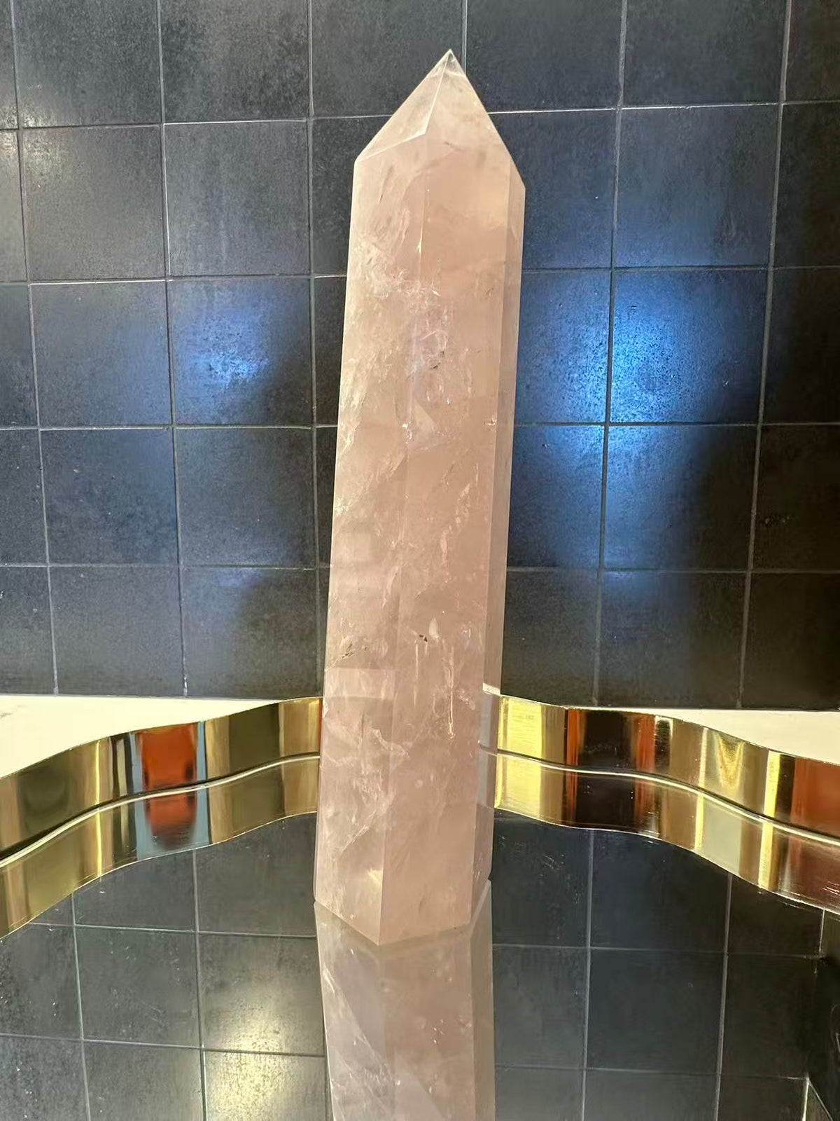 Madagascar Rose Quartz Tower with Soft Pink Colour | 941g 23.5cm Exact Piece #6