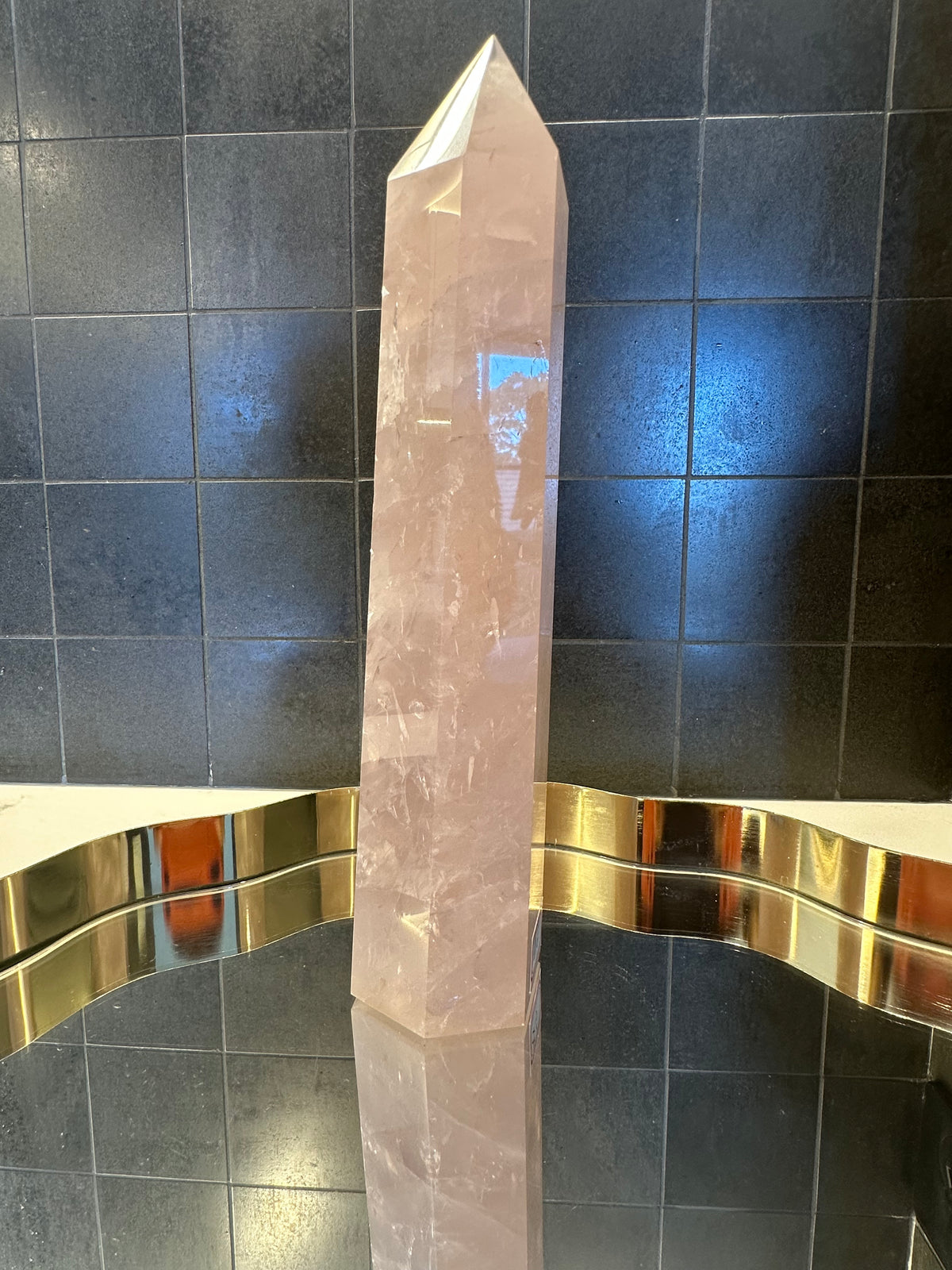 Madagascar Rose Quartz Tower with Soft Pink Colour | 941g 23.5cm Exact Piece #6