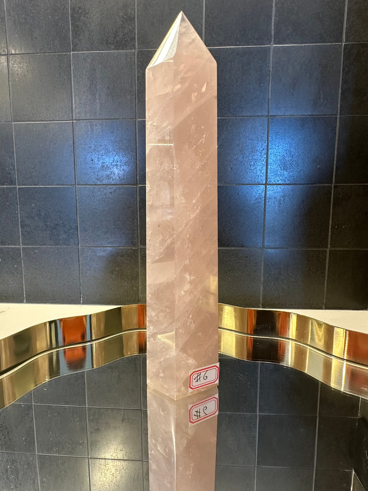 Madagascar Rose Quartz Tower with Soft Pink Colour | 941g 23.5cm Exact Piece #6