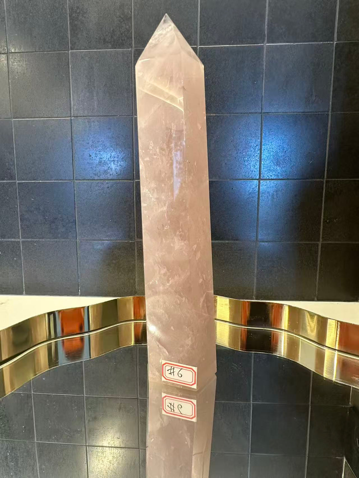 Madagascar Rose Quartz Tower with Soft Pink Colour | 941g 23.5cm Exact Piece #6