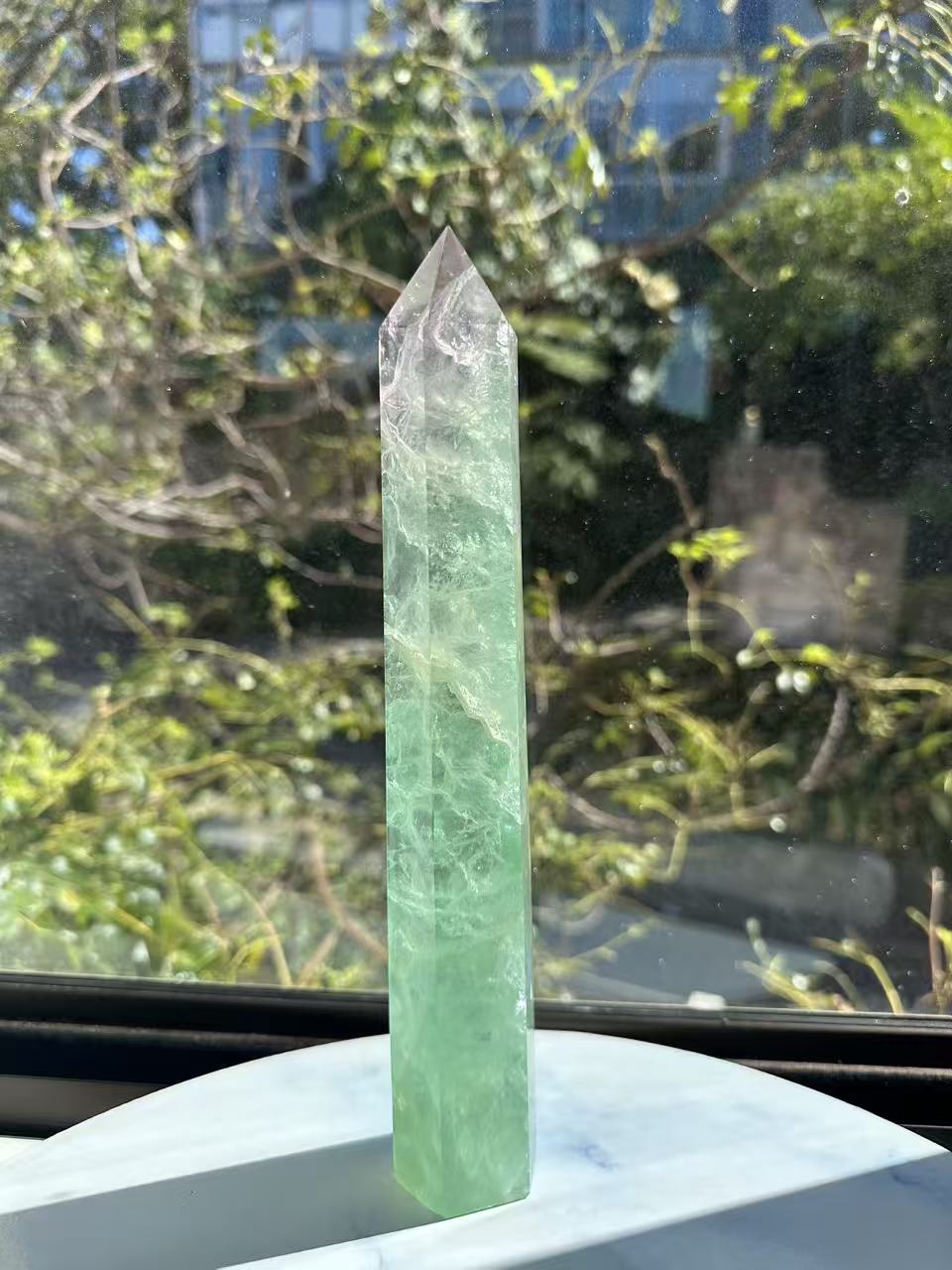 Watermelon Fluorite Tower – 870g, Green + Pink #5 — exact crystal, view 2 of 11