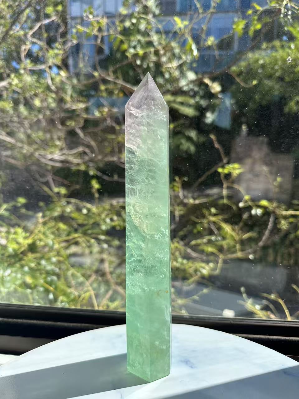 Watermelon Fluorite Tower – 870g, Green + Pink #5 — exact crystal, view 11 of 11