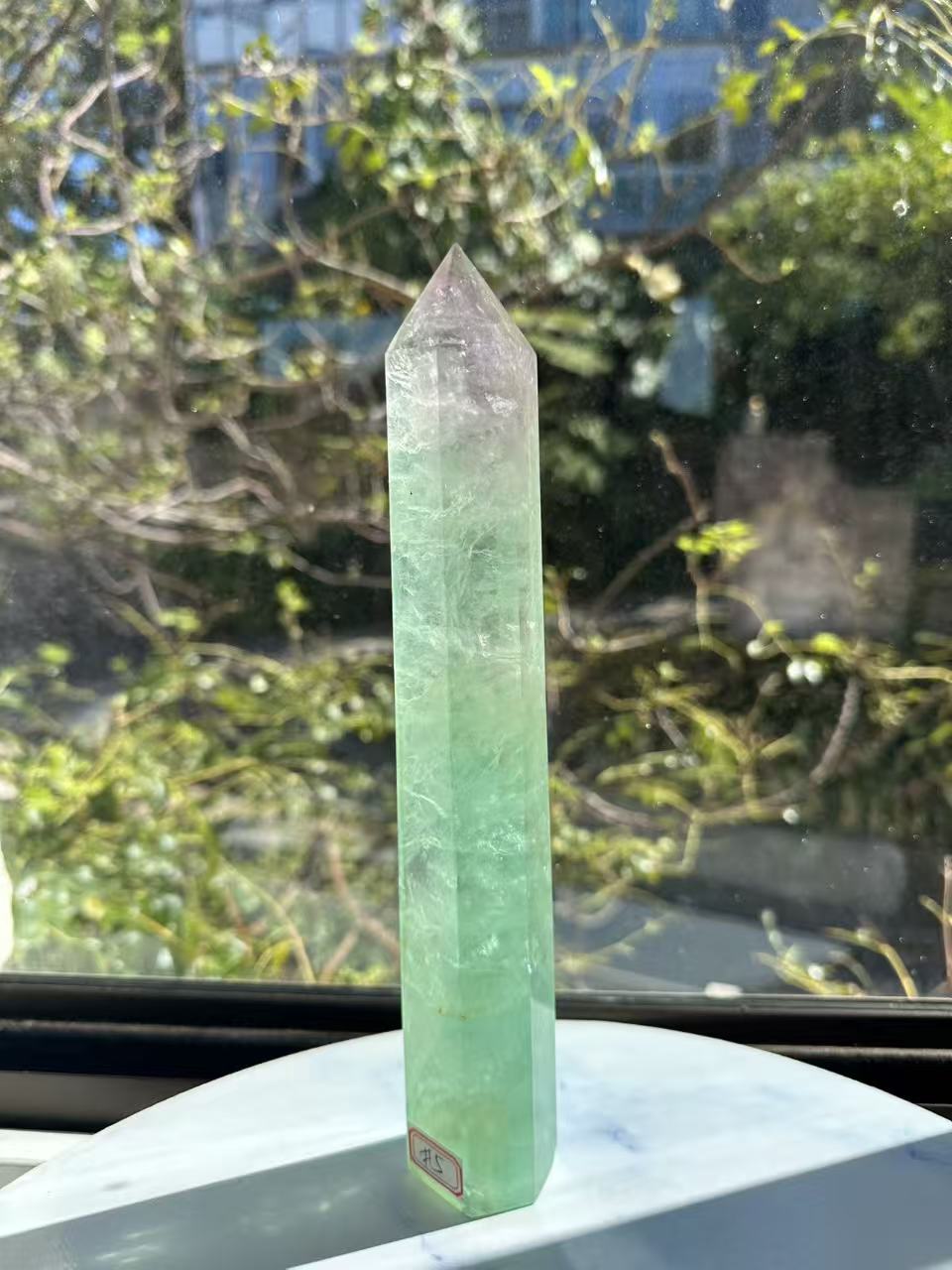 Watermelon Fluorite Tower – 870g, Green + Pink #5 — exact crystal, view 4 of 11