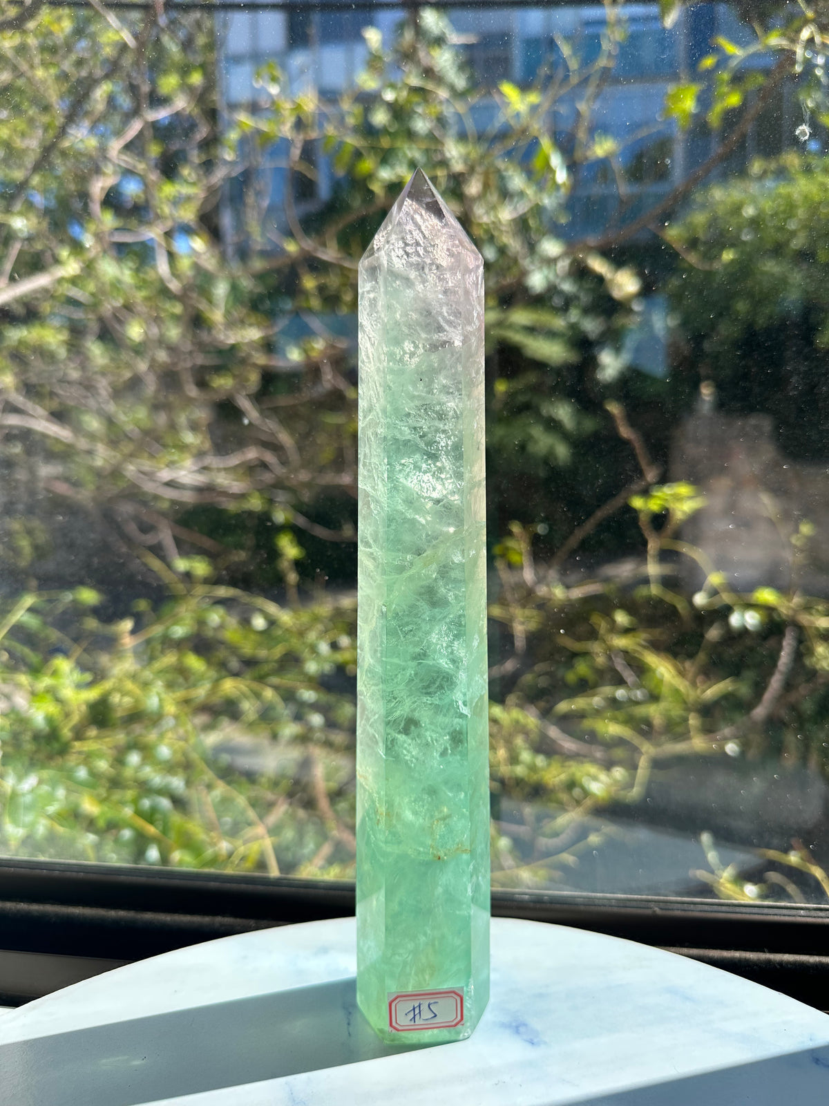 Watermelon Fluorite Tower – 870g, Green + Pink #5 — exact crystal, view 6 of 11